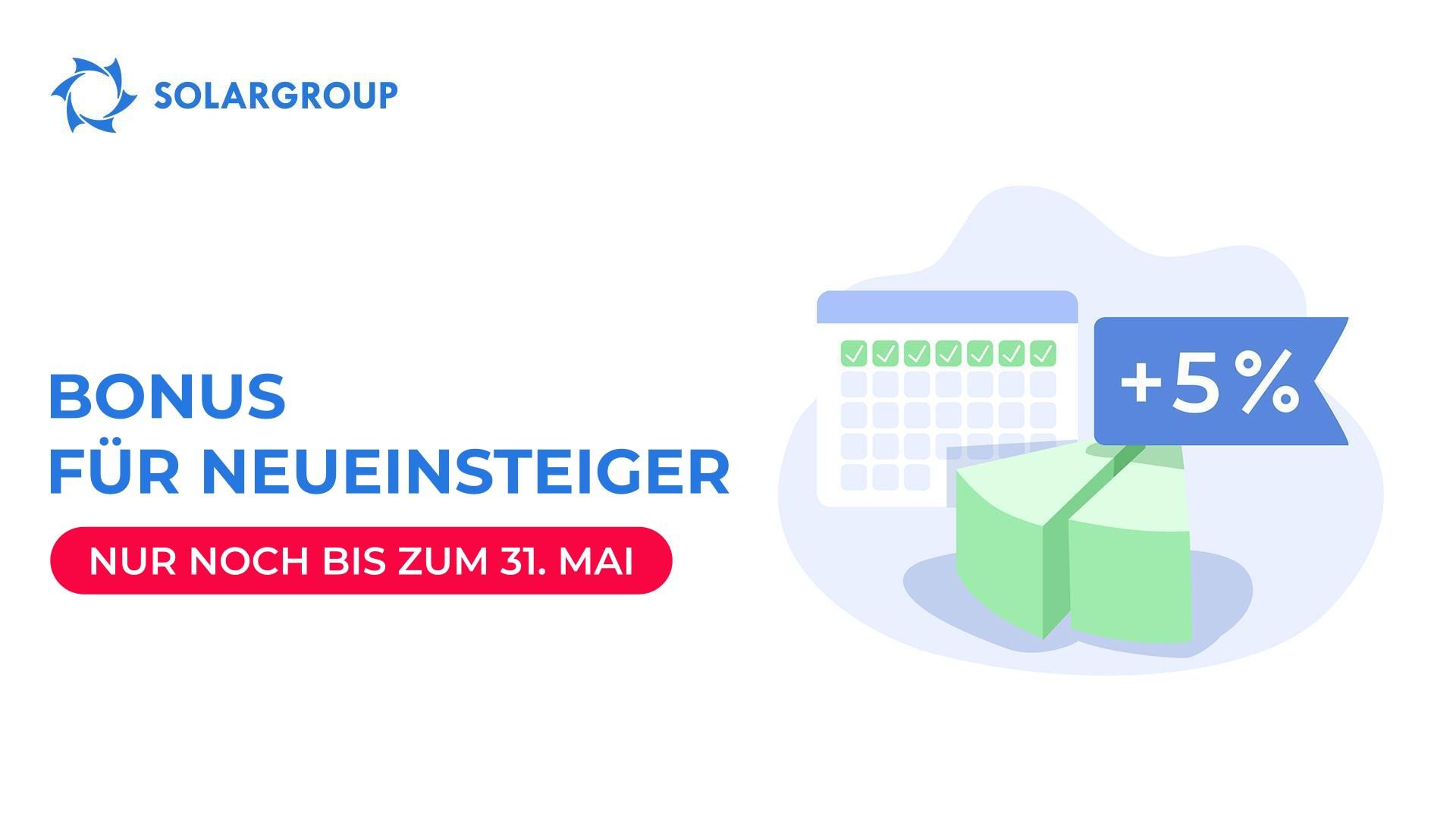 Tätigen Sie Ihre erste Investition in das Projekt und erhalten Sie 5% mehr Investmentanteile