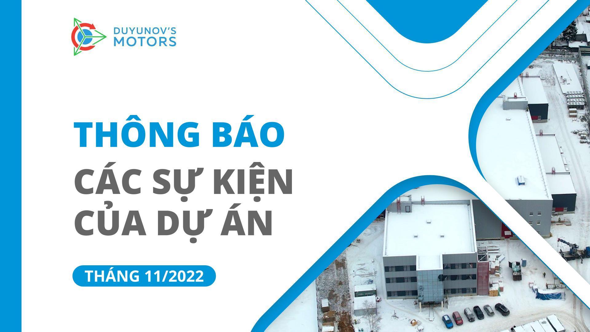 Sự kiện chính của dự án: Thông báo tháng 11