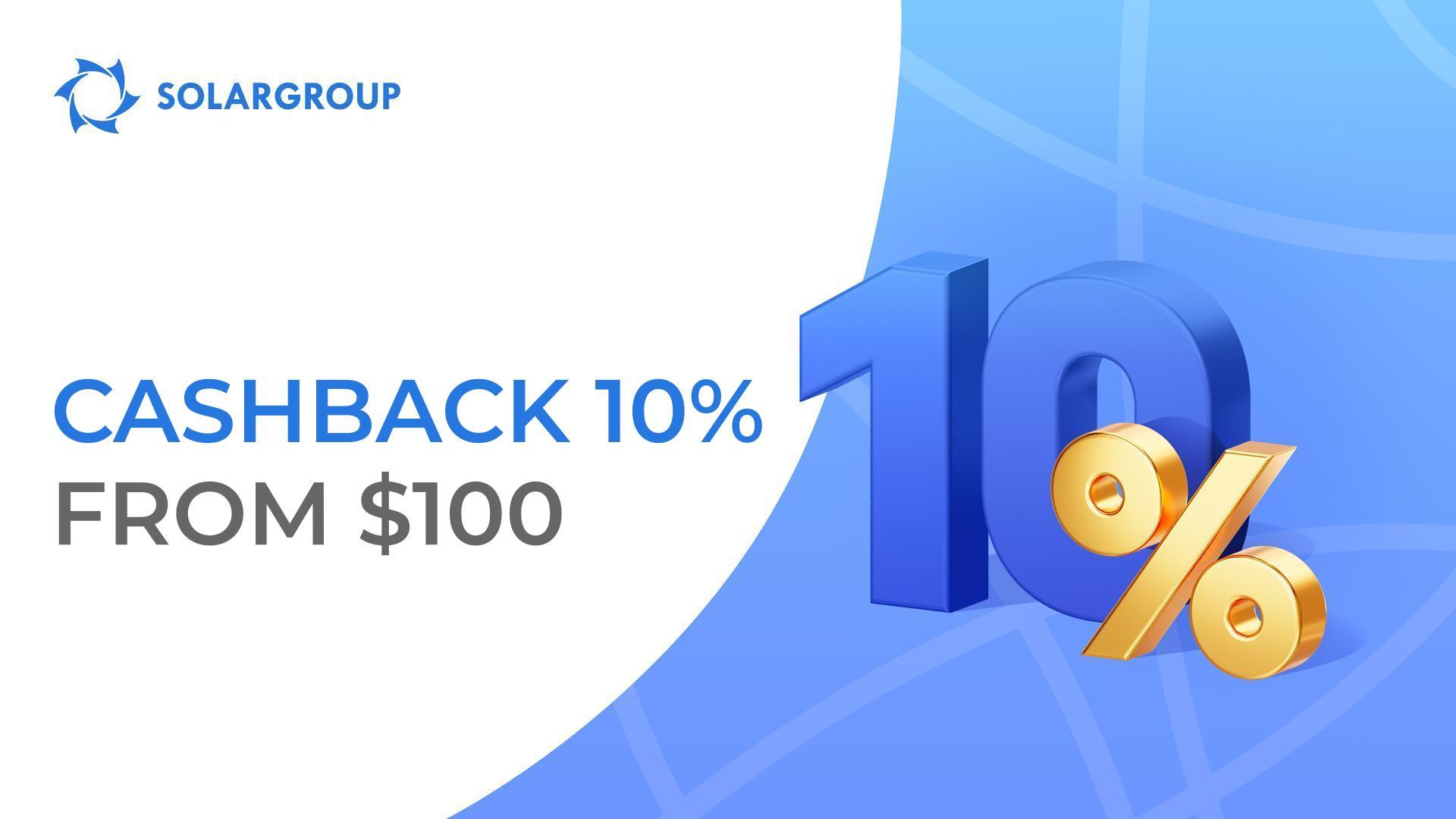 Receive $10 cashback for every $100 in payments when purchasing a new package