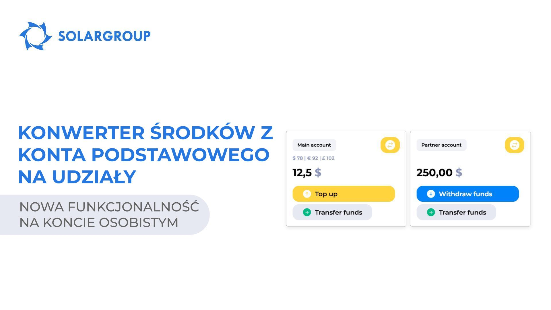 Nowa funkcjonalność na koncie osobistym: konwerter środków z konta podstawowego na udziały