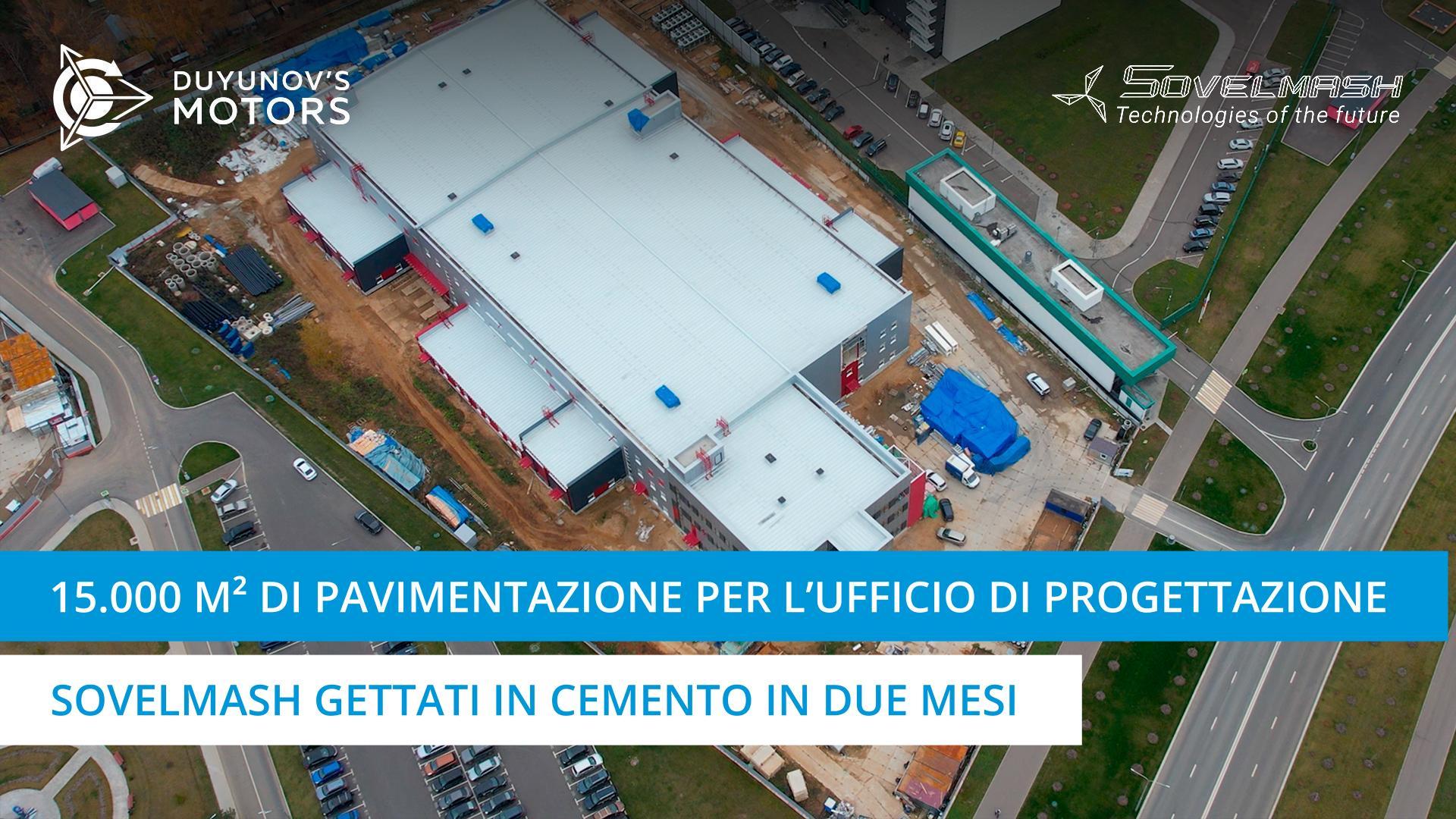 Costruzione dell'ufficio di progettazione Sovelmash in cifre: gettati in cemento 15.000 metri quadrati di pavimento in due mesi