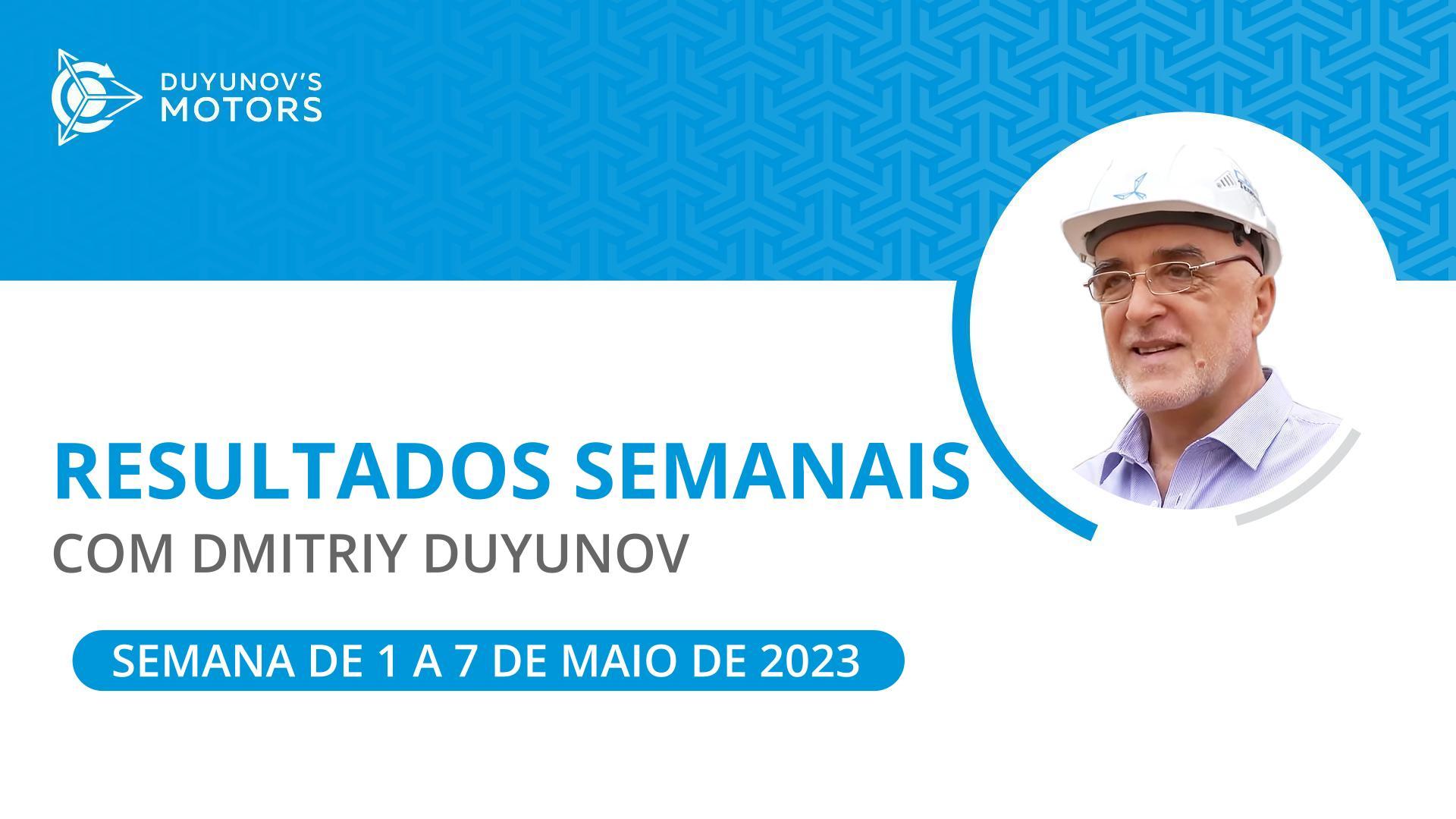 Resultados semanais no projeto "Duyunov's motors"