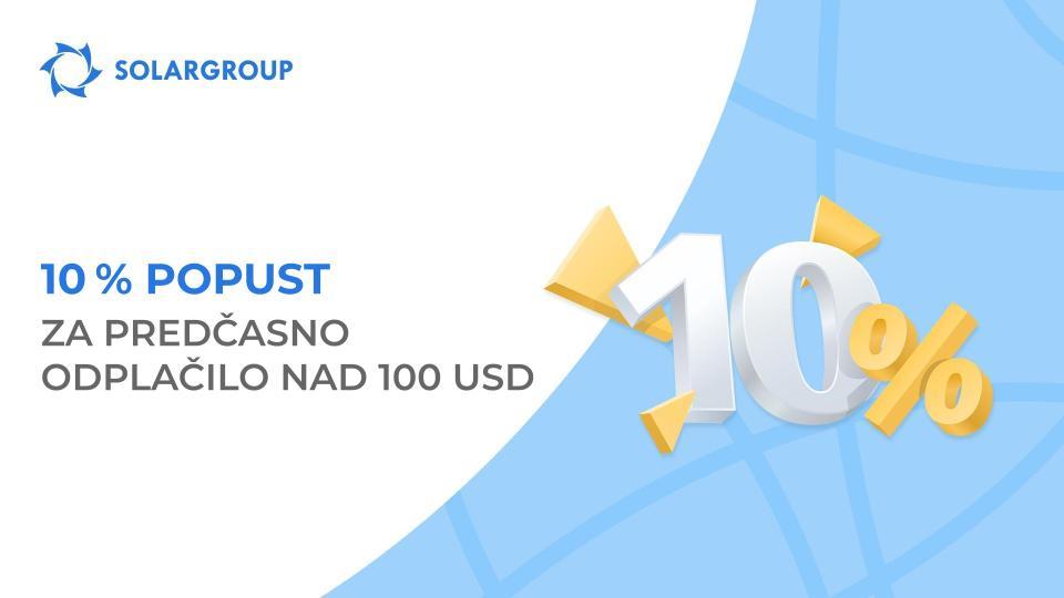 Plačajte predčasno z 10 % popustom