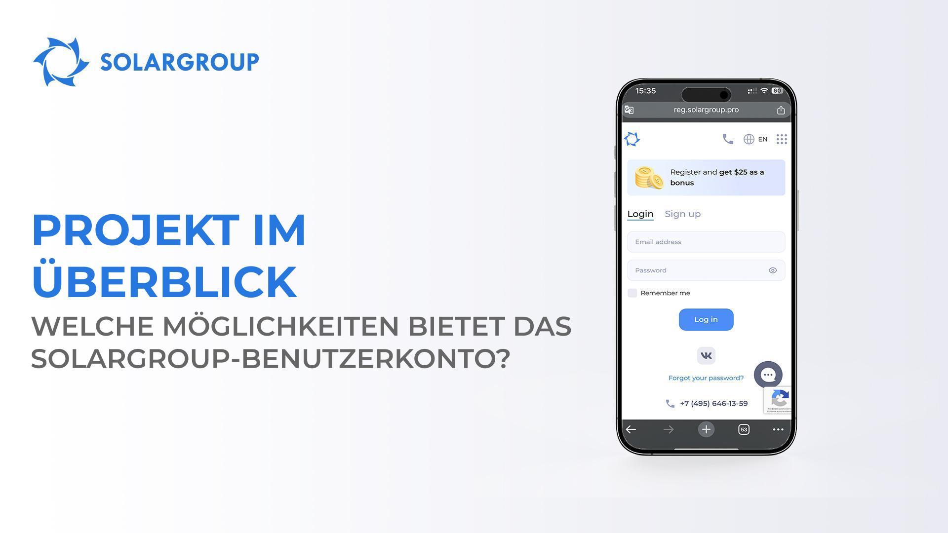 Projekt im Überblick: Welche Möglichkeiten bietet das SOLARGROUP-Benutzerkonto?