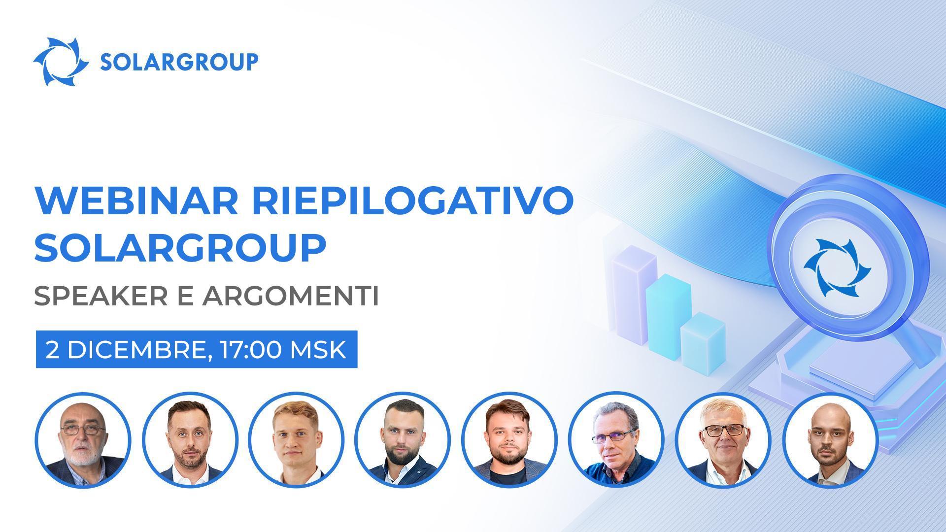 Speaker e argomenti del webinar riepilogativo