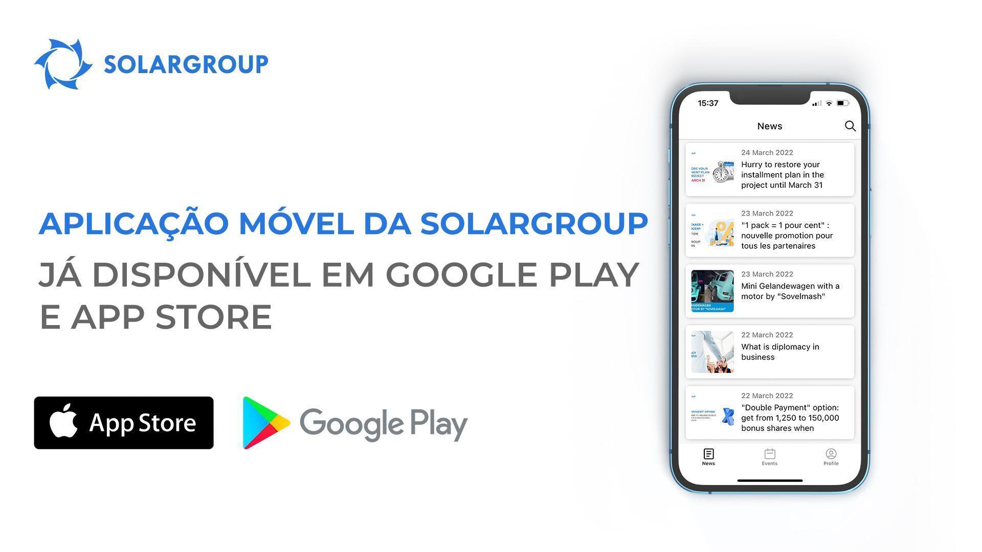Um novo patamar no desenvolvimento da plataforma informática da SOLARGROUP: a aplicação móvel já está disponível em Google Play e App Store
