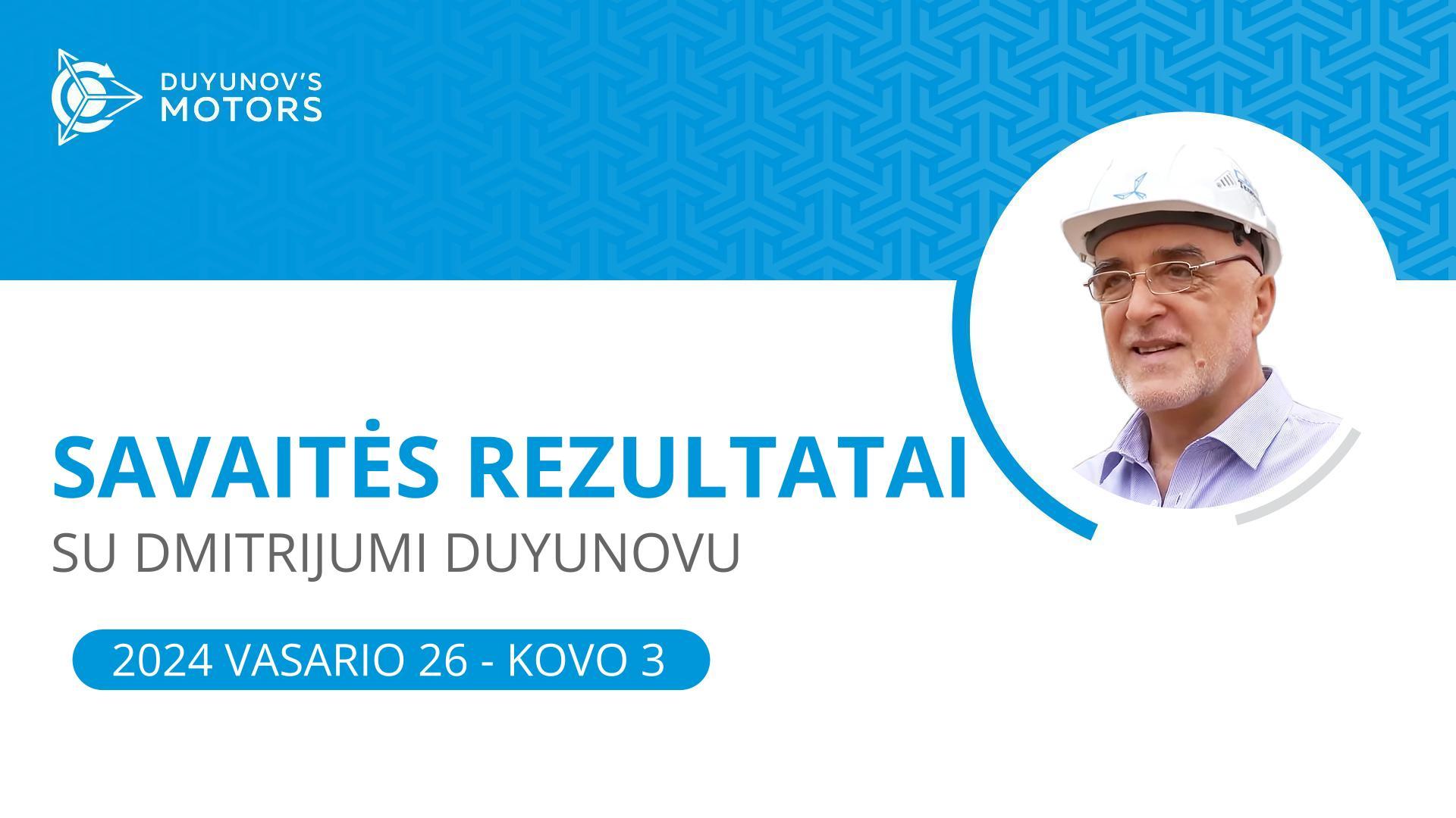 Savaitės rezultatai projekte „Duyunovo Varikliai“