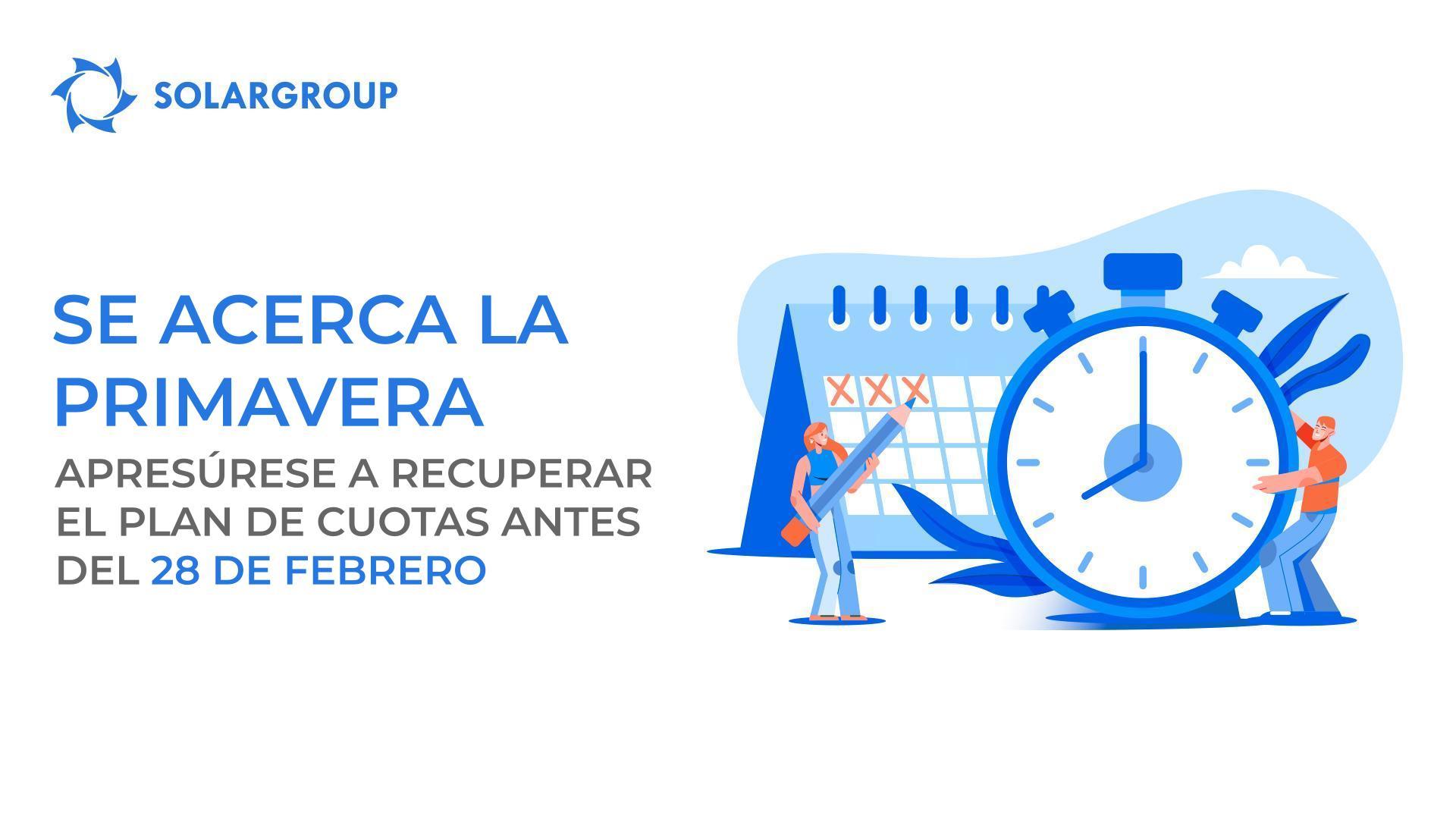 Se acerca la primavera: apresúrese a recuperar el plan de cuotas antes del 28 de febrero
