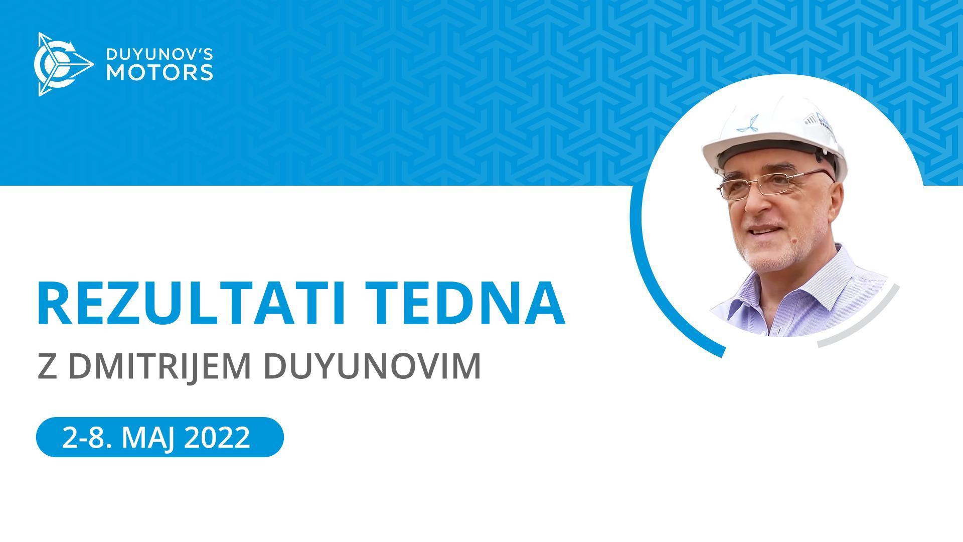 Rezultati tedna v projektu "Duyunovovi motorji"