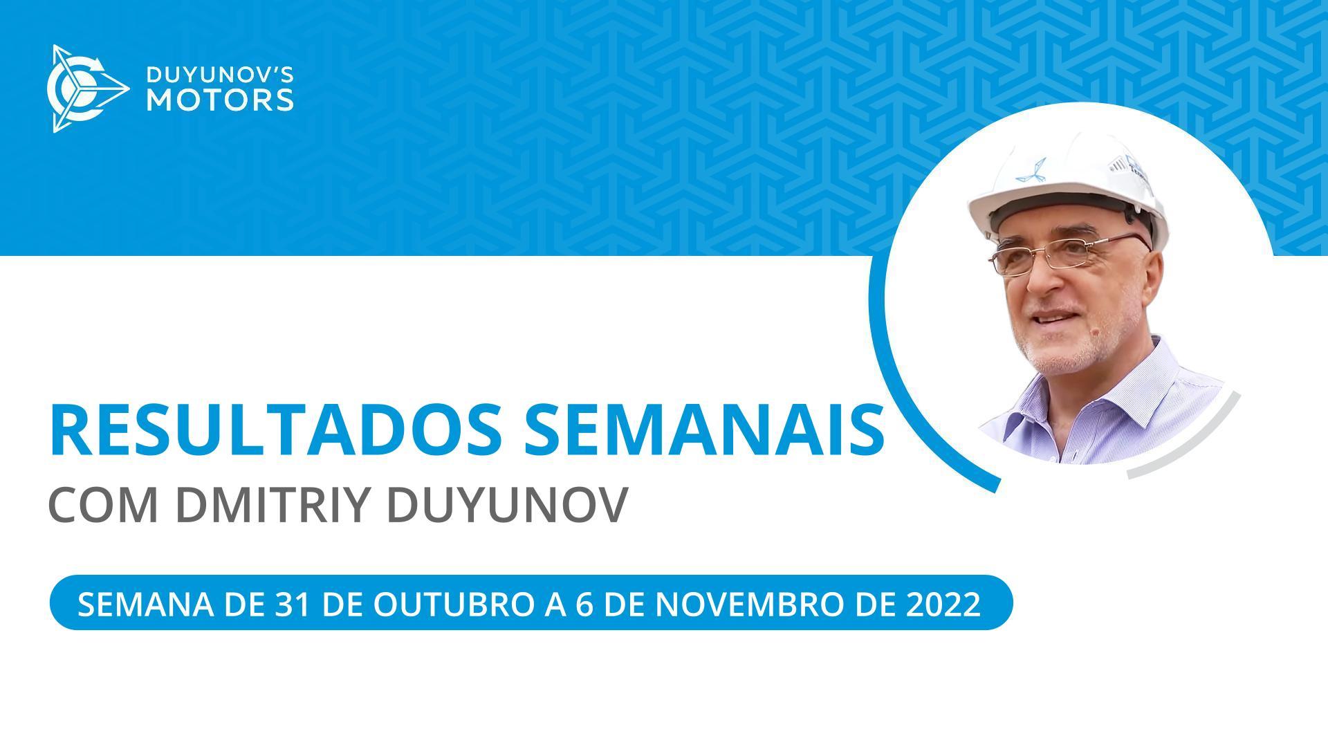 Resultados semanais no projeto "Duyunov's motors"