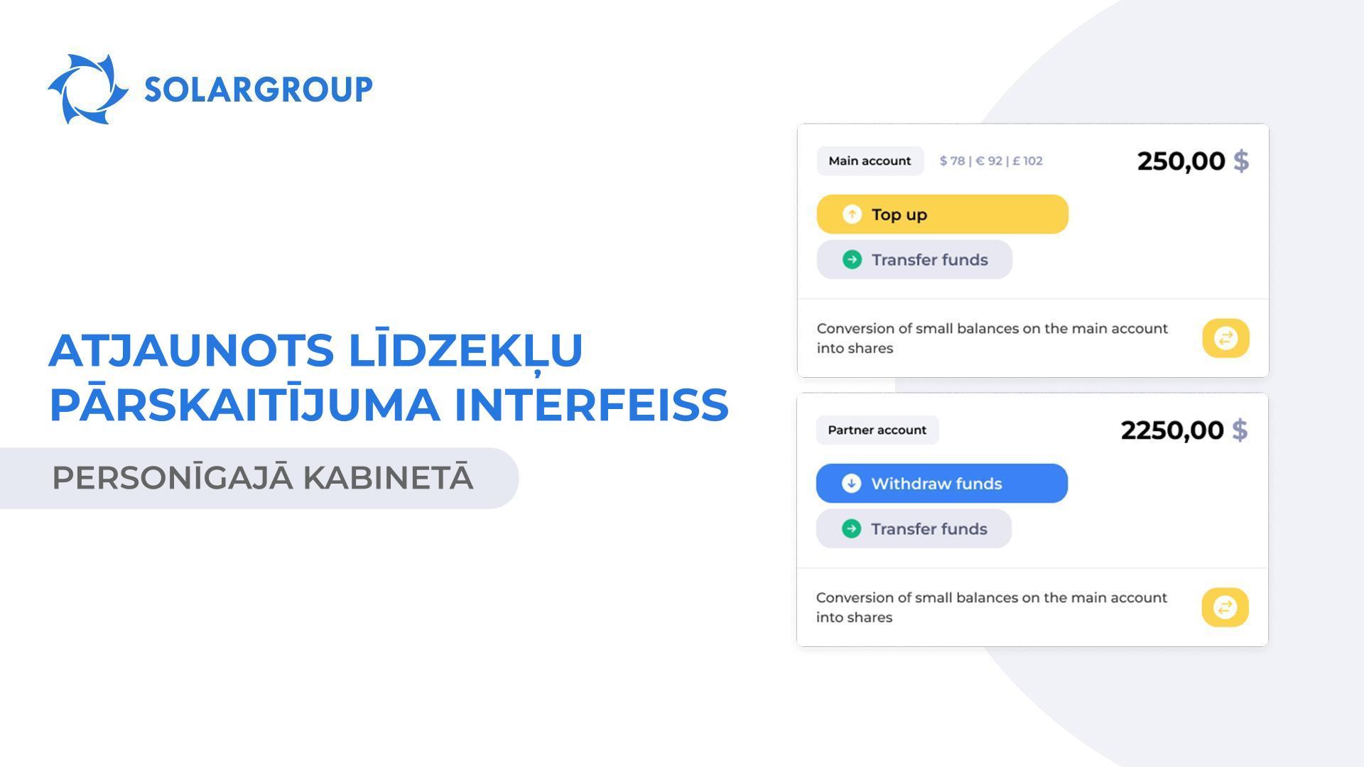 Atjaunots līdzekļu pārskaitījuma lietotāja interfeiss personīgajā kabinetā