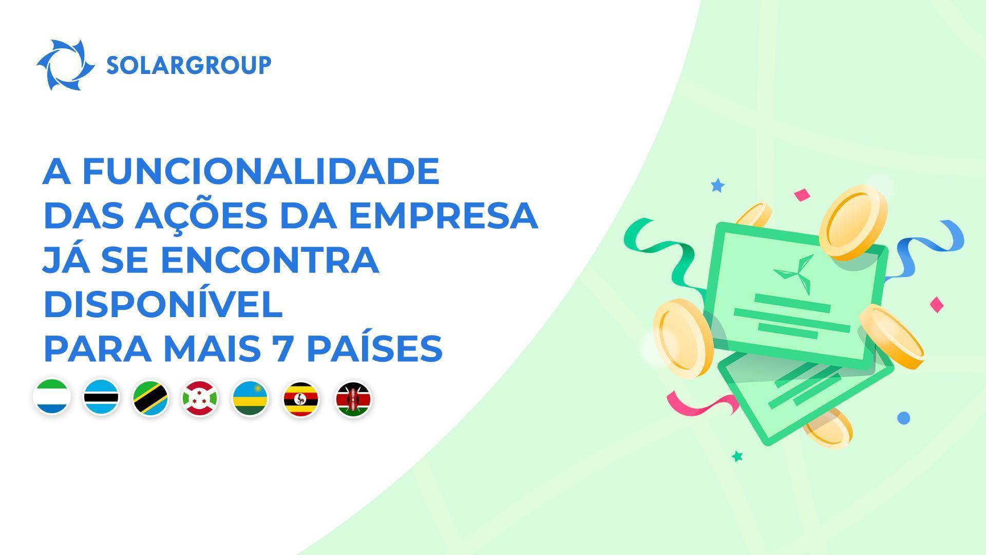 Disponibilização da funcionalidade para os seguintes países: Serra Leoa, Botsuana, Tanzânia, Burundi, Ruanda, Uganda e Quénia