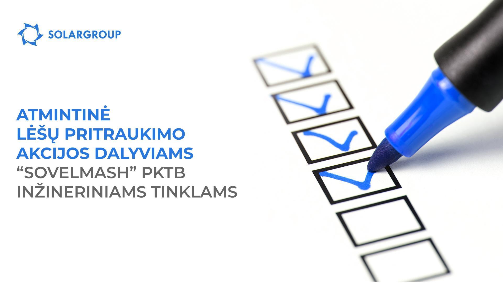 Atmintinė „Sovelmash“ PKTB inžinerinių tinklų paramos akcijos dalyviams
