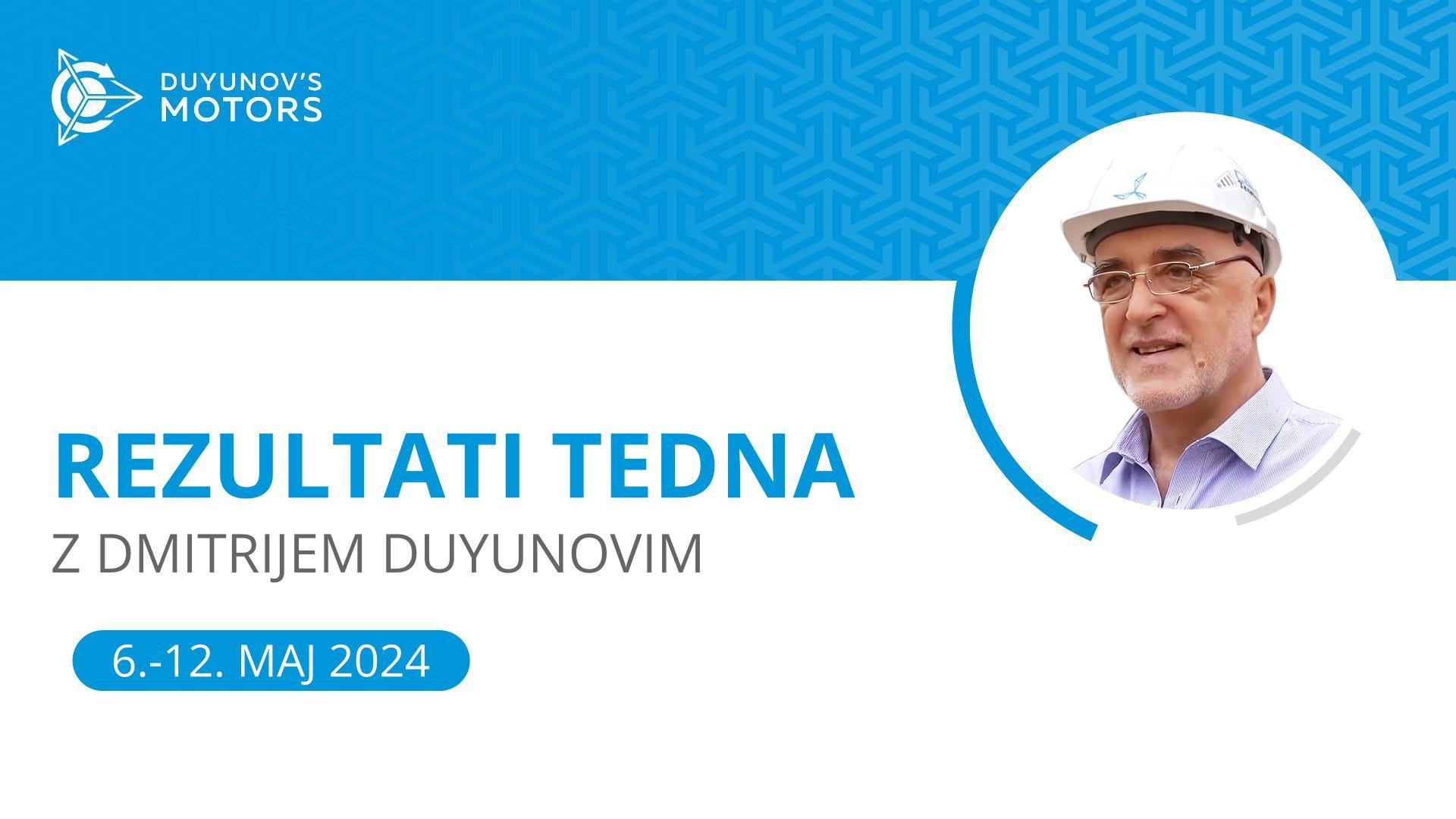 Rezultati tedna v projektu "Duyunovi motorji"