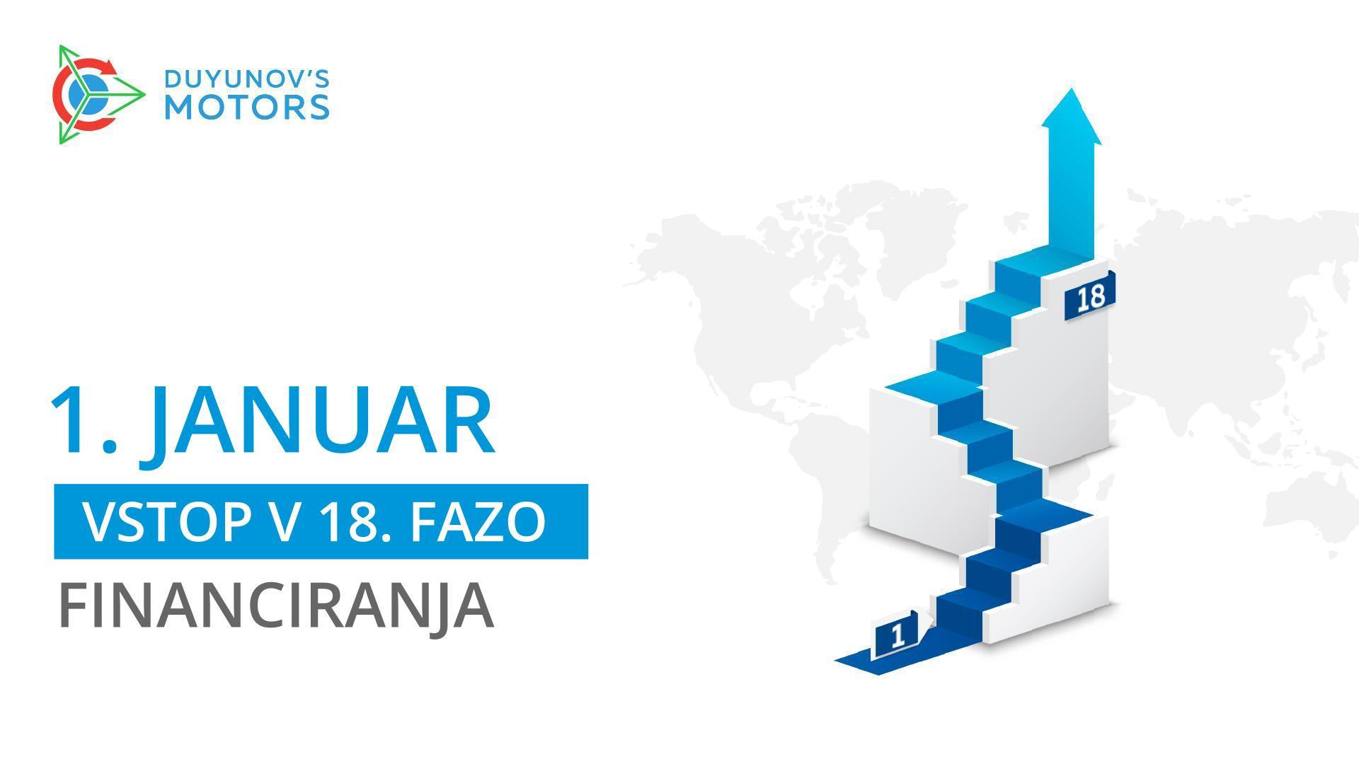 1. januarja projekt "Duyunovi motorji" vstopa v 18. fazo financiranja!