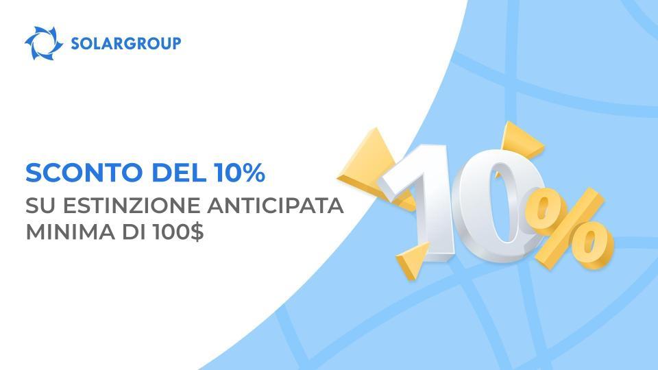 Effettua una pagamento anticipato con uno sconto del 10%