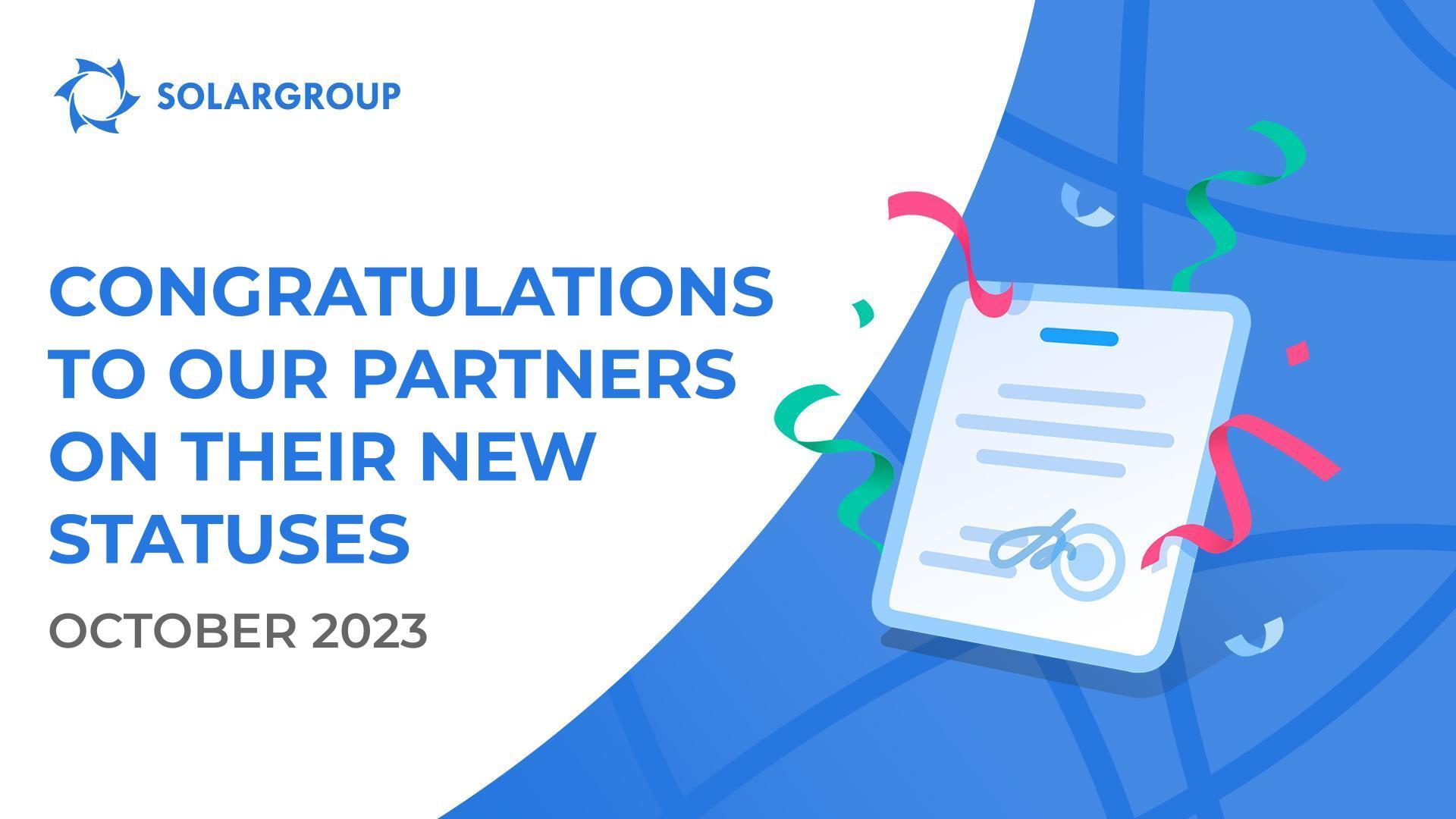 Our greetings to the partners with new statuses!