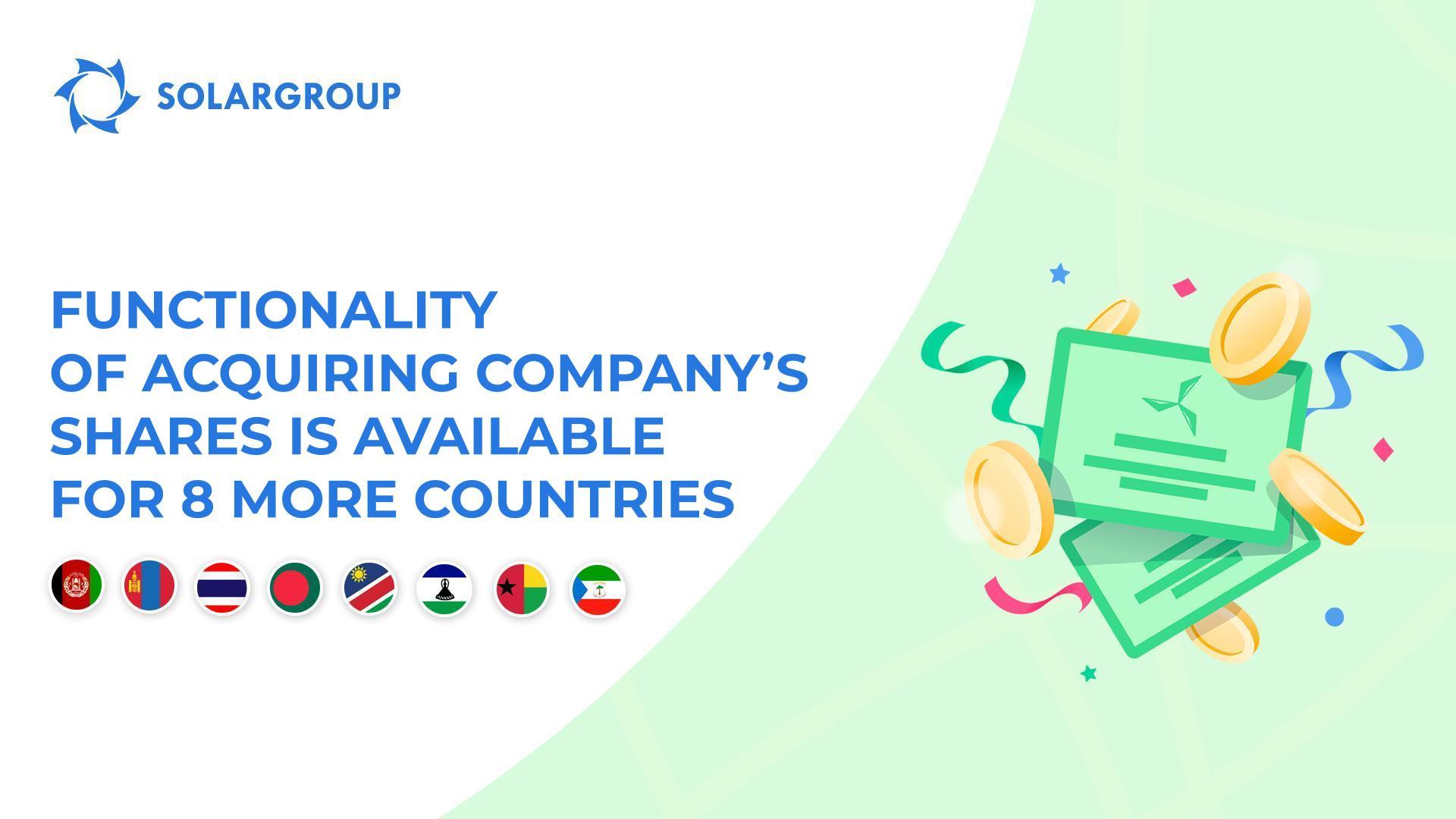 Launching the functionality in the following countries: Afghanistan, Mongolia, Thailand, Bangladesh, Namibia, Lesotho, Guinea-Bissau and Equatorial Guinea