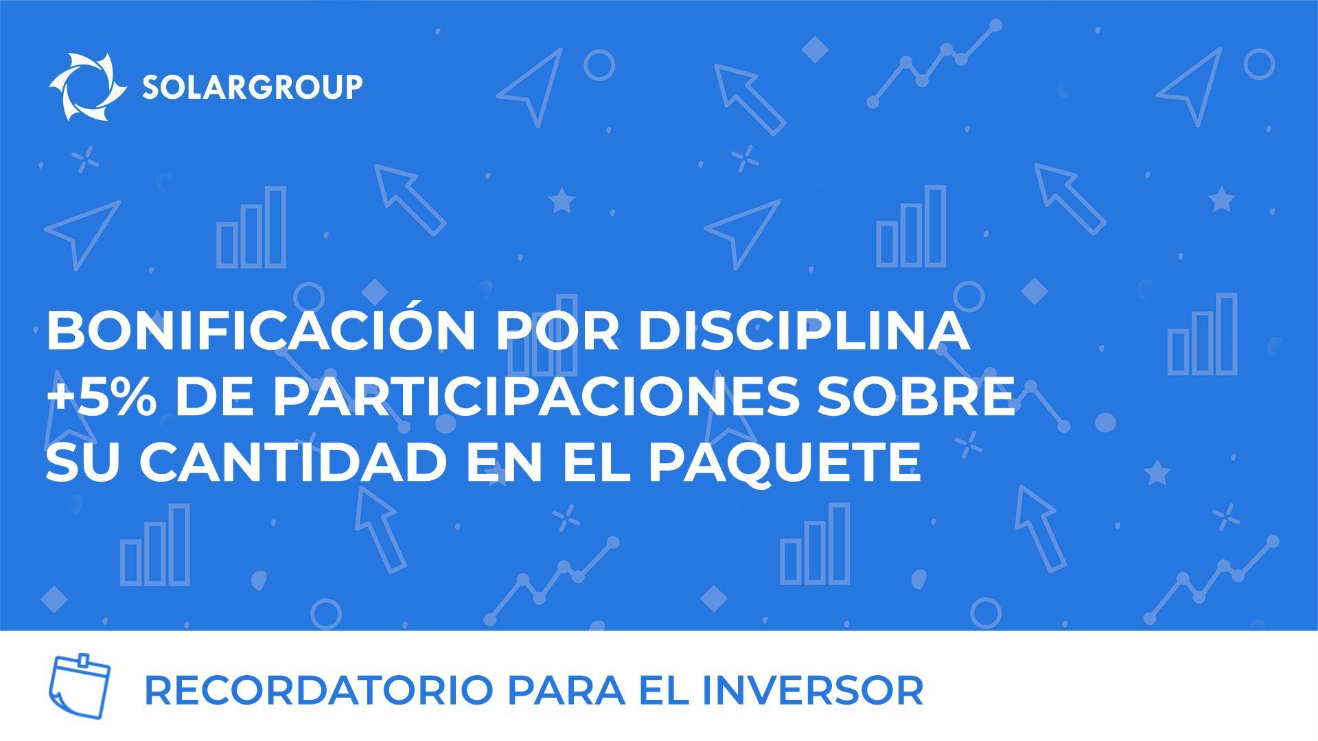 +5% de participaciones por pago en fecha del plan de cuotas