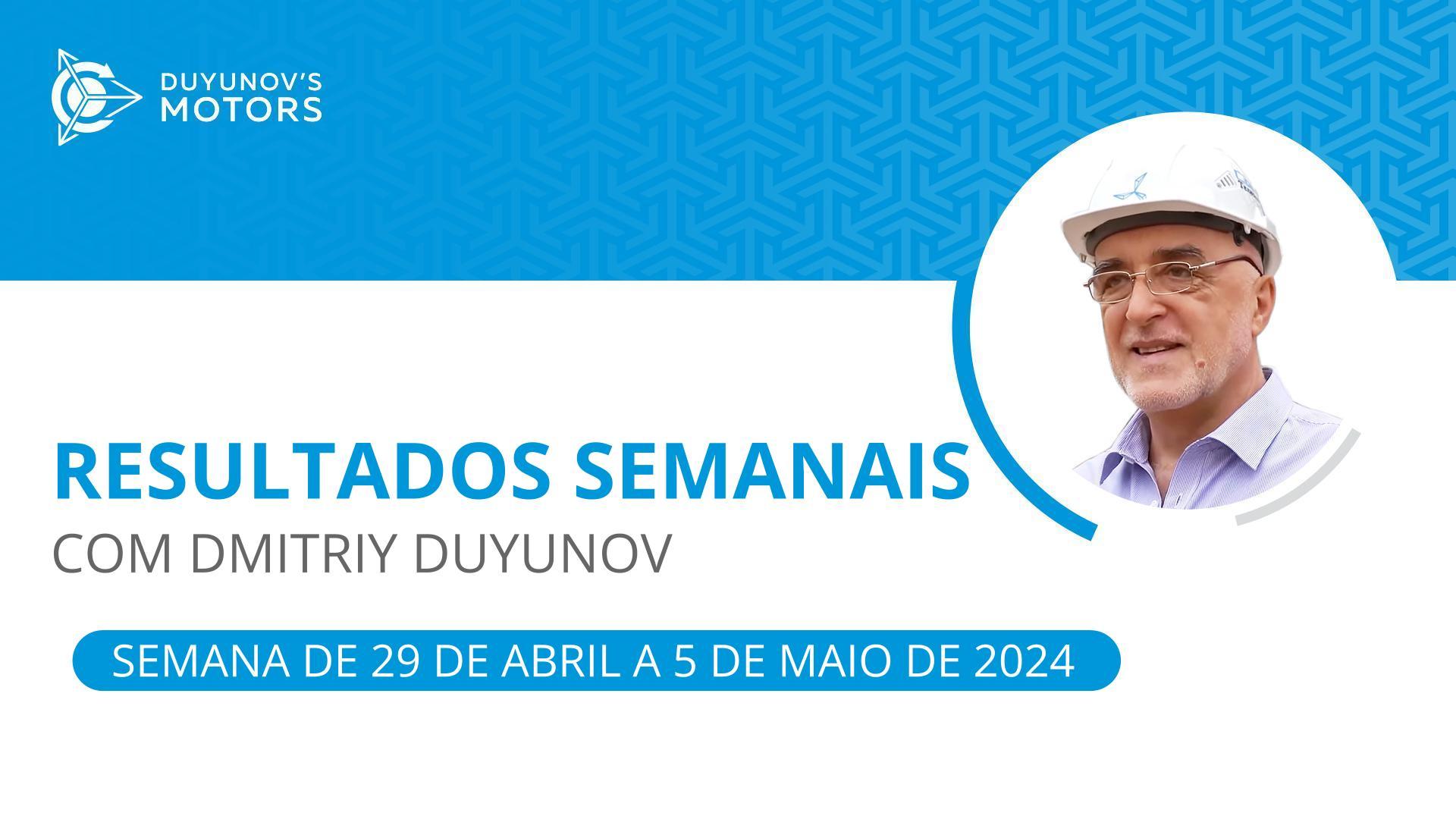 Os resultados semanais no projeto "Duyunov's motors"
