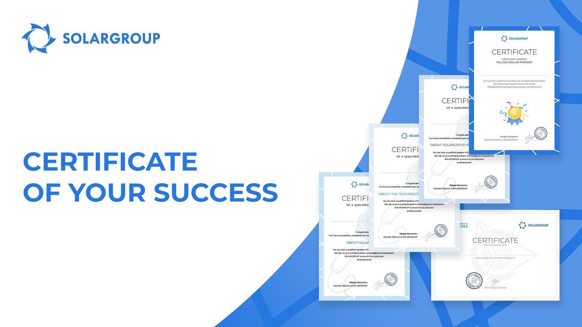 Your certificate is ready in the back office!