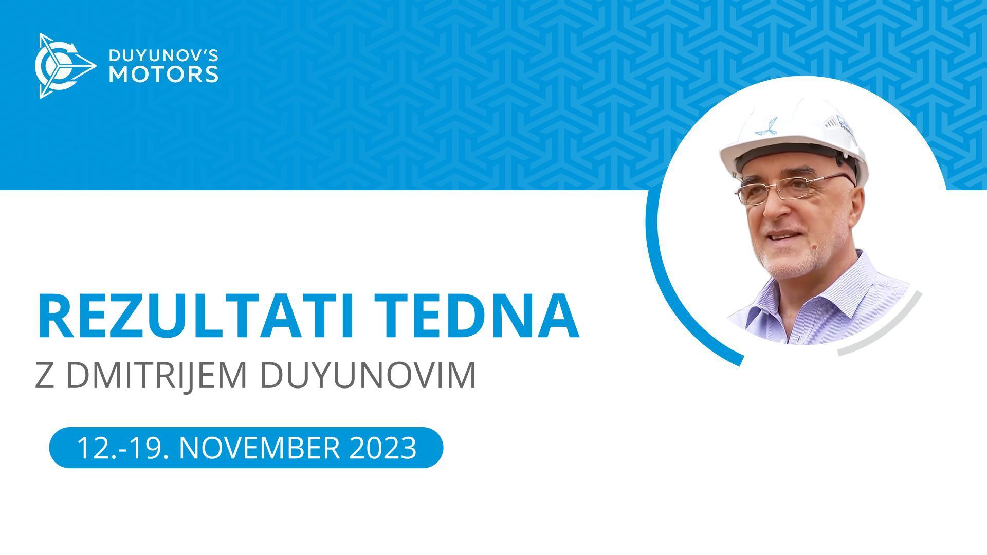 Rezultati tedna v projektu "Duyunovi motorji"