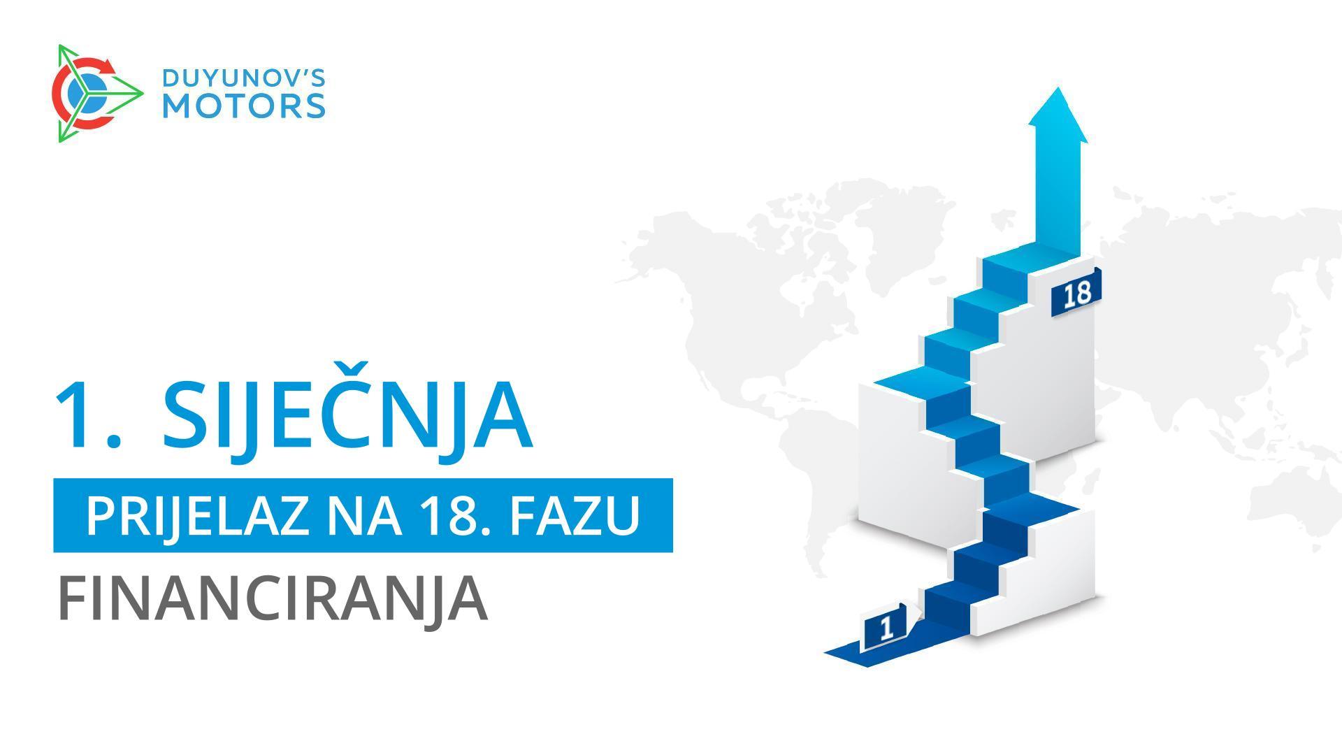 1. siječnja projekt "Duyunov Motori" prelazi na 18. fazu financiranja!