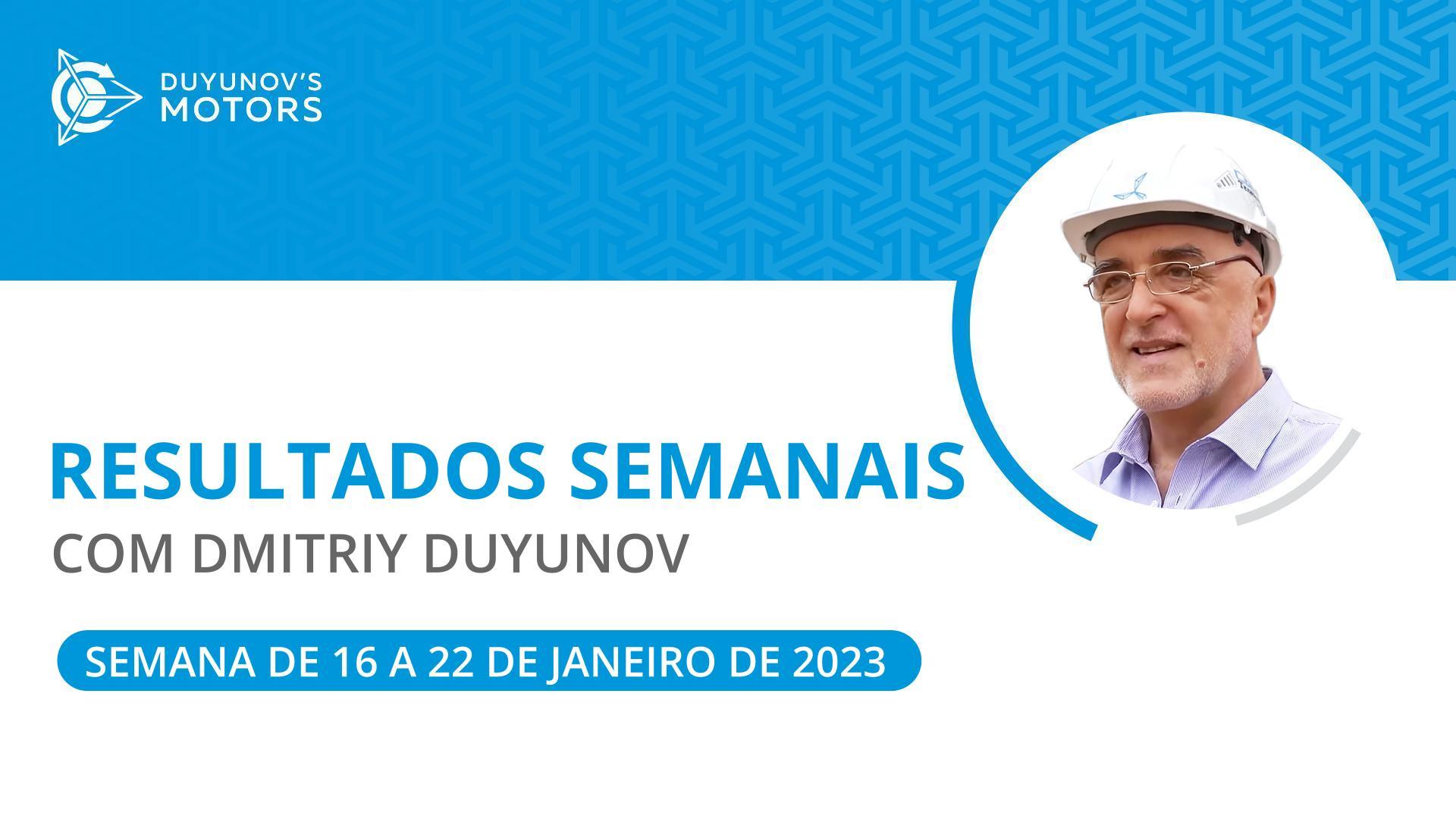 Os resultados semanais no projeto "Duyunov's motors"