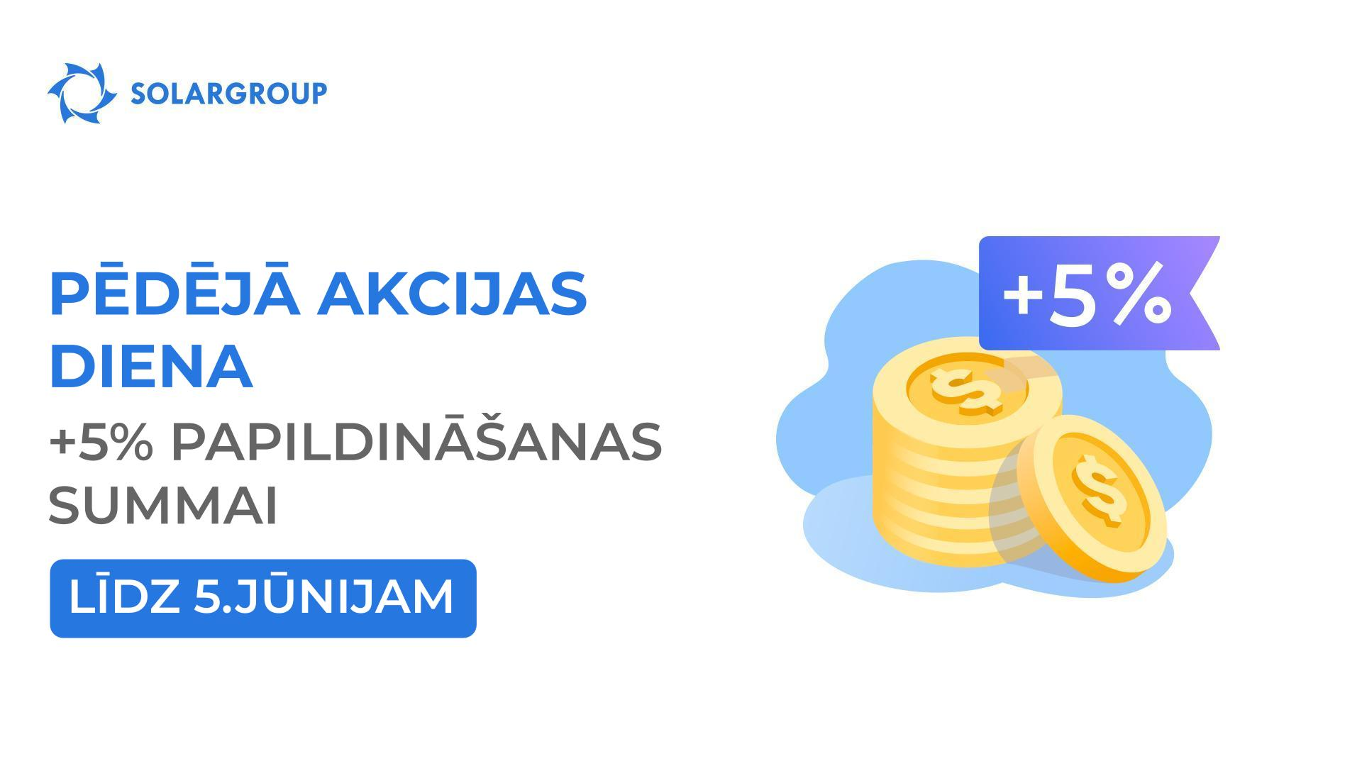 Beidzas akcija “+5% par konta papildināšanu”