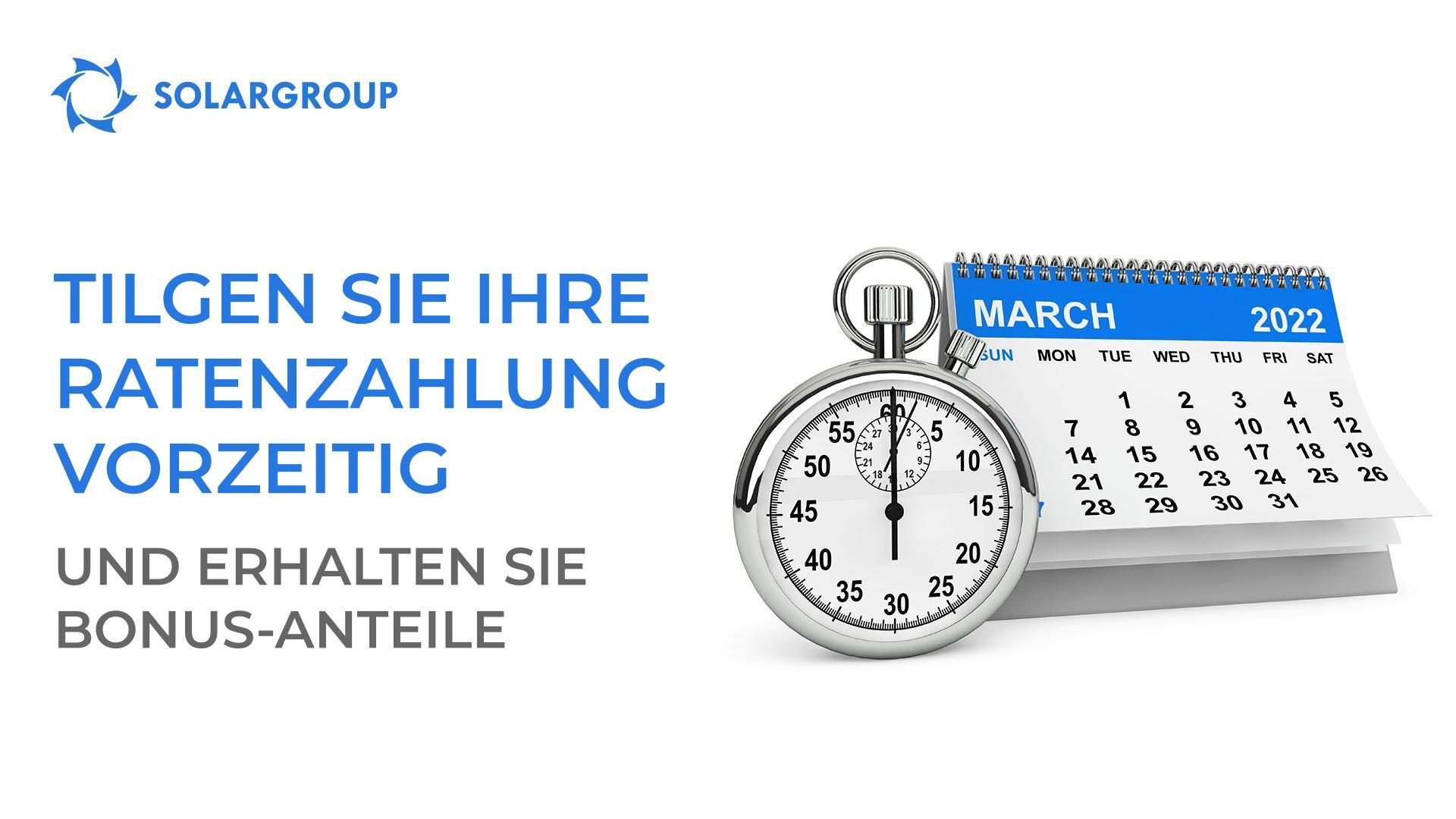 Tilgen Sie Ihre Ratenzahlung vorzeitig und erhalten Sie Bonus-Anteile