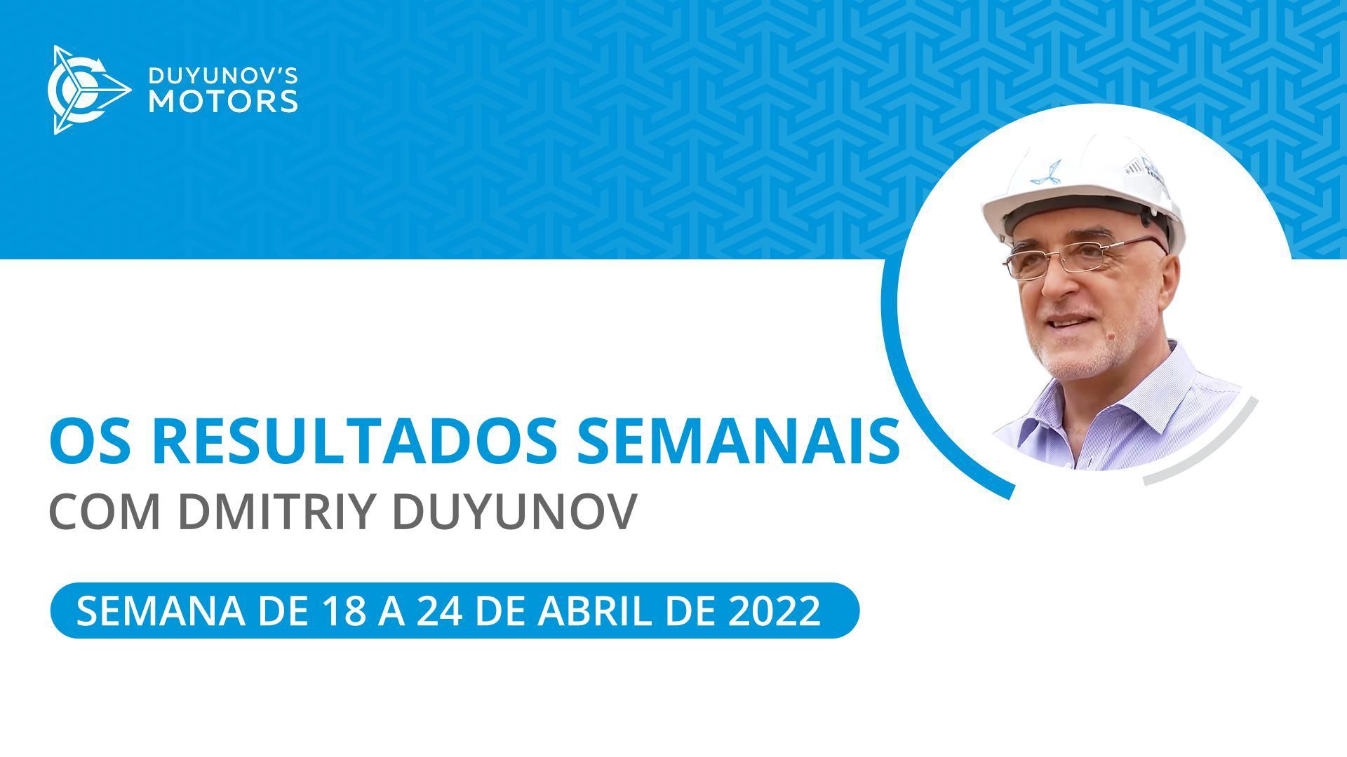 Resultados semanais no projeto "Duyunov's motors"