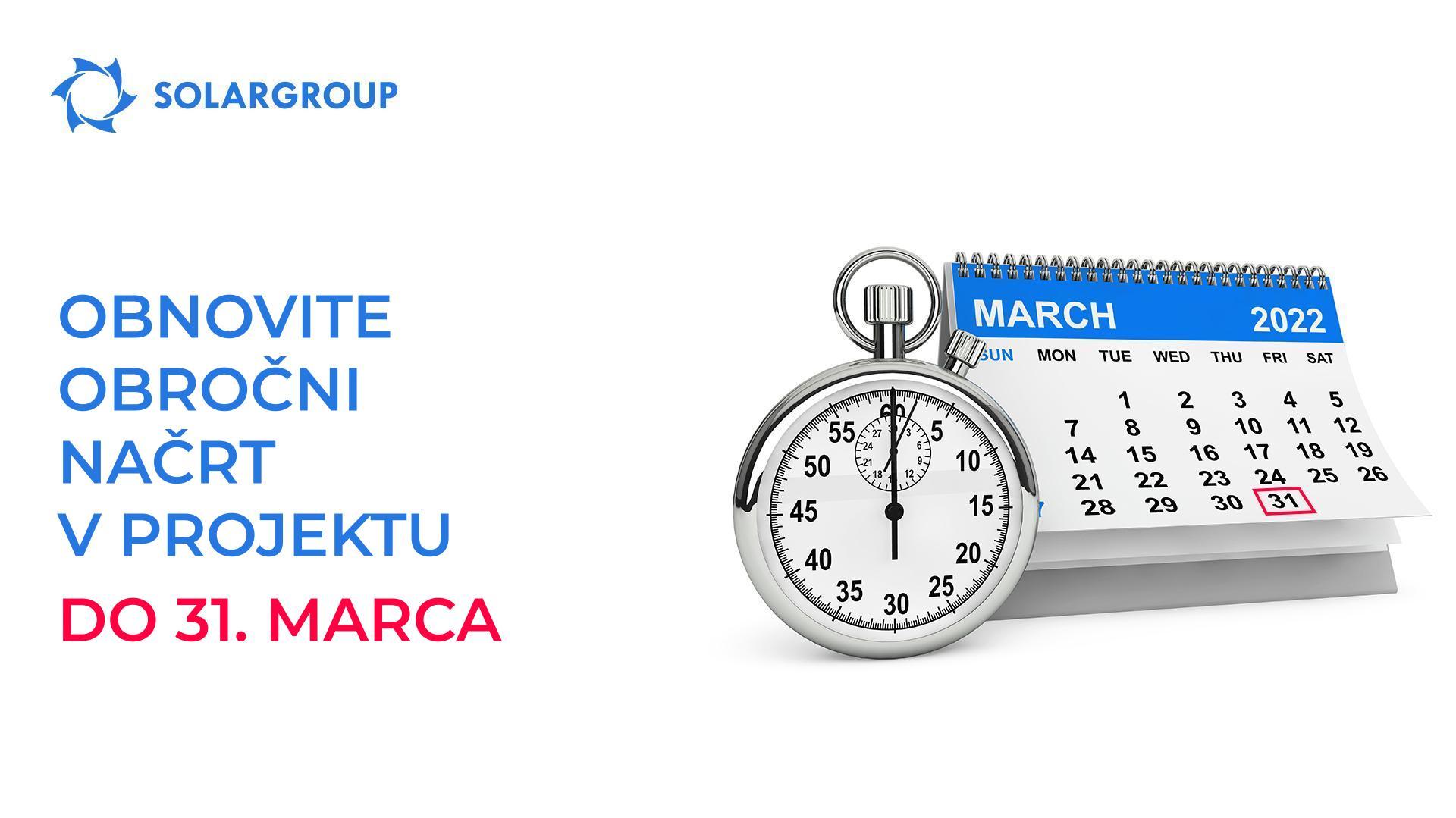 Obnovite obročni načrt v projektu do 31. marca