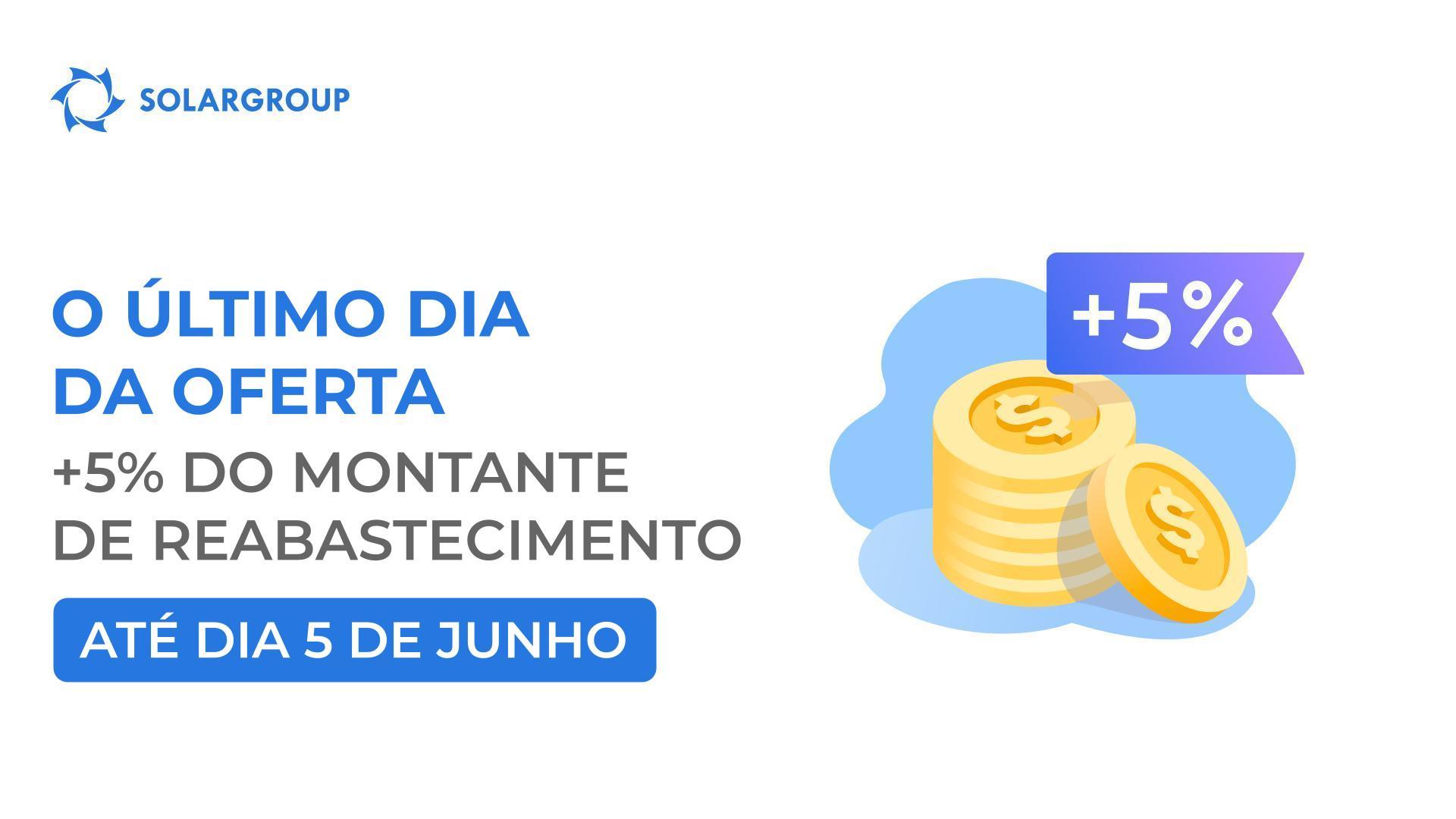 A oferta "+5% do montante de reabastecimento" está prestes a expirar