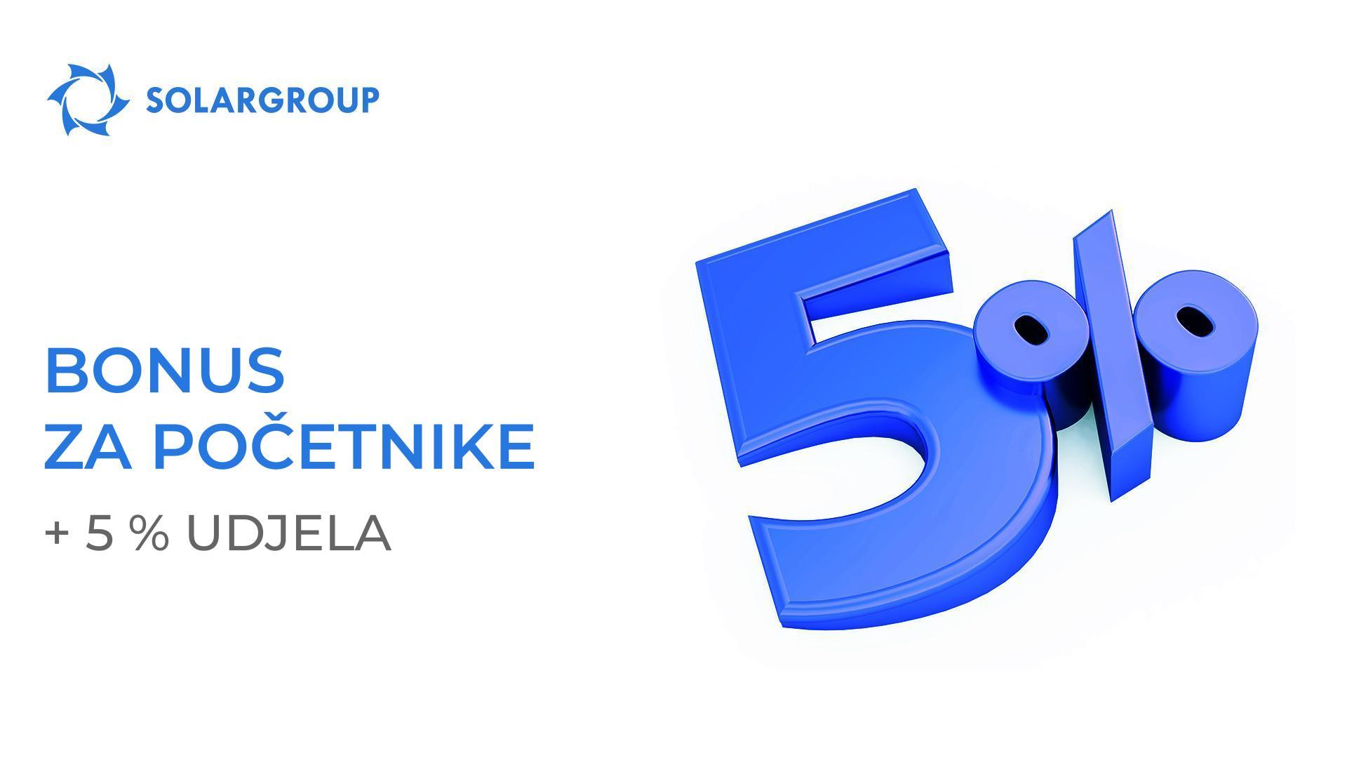 Darujemo 5 % udjela za svaku uplatu u roku od 7 dana nakon registracije