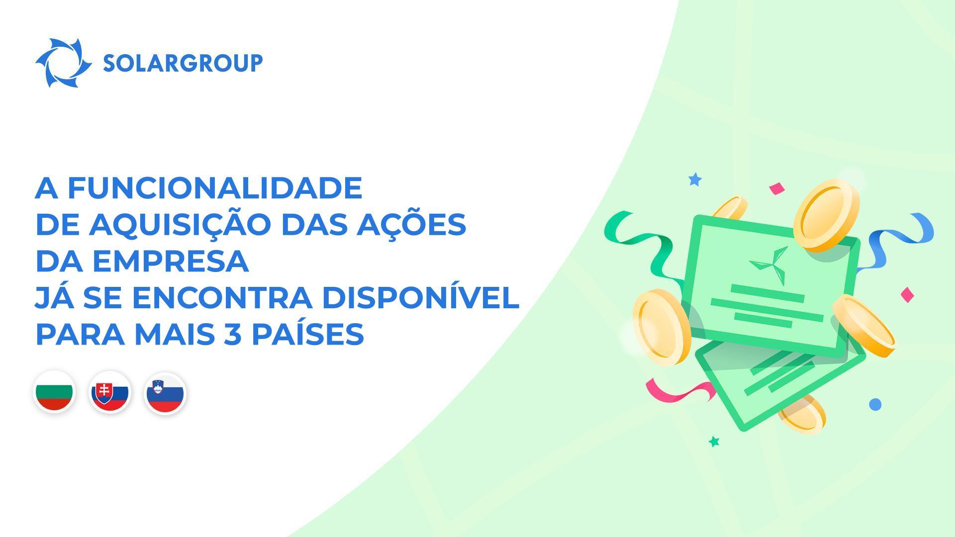 Disponibilização da funcionalidade para os seguintes países: Bulgária, Eslováquia e Eslovénia