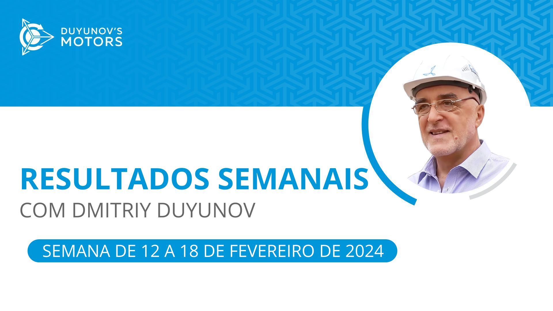 Os resultados semanais no projeto "Duyunov's motors"