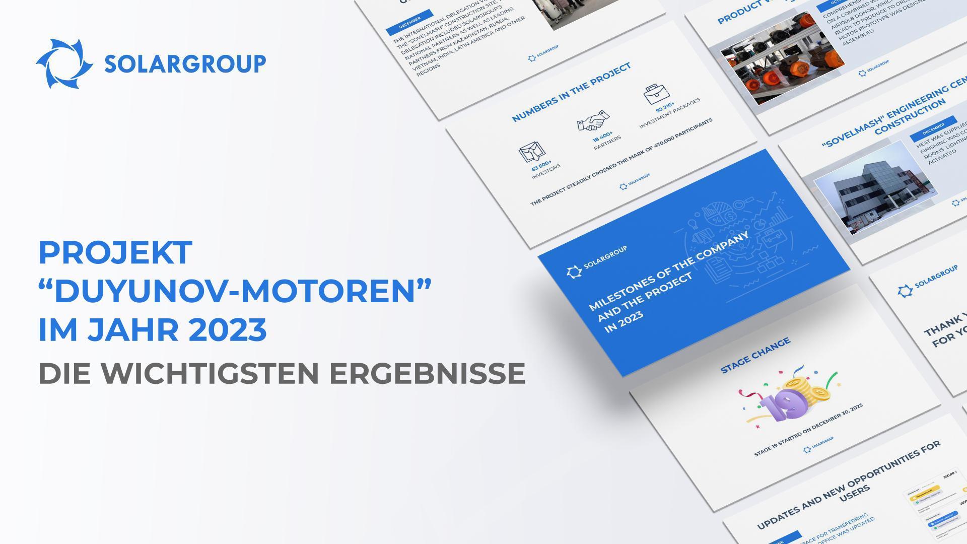 Die wichtigsten Ergebnisse des Jahres 2023 im Format einer Präsentation