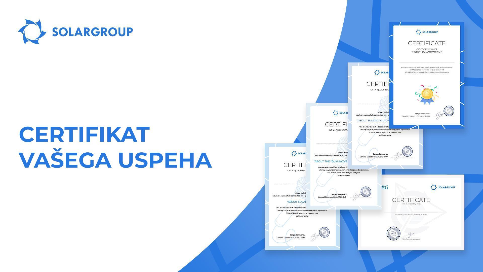 Vaš certifikat čaka na osebnem računu!