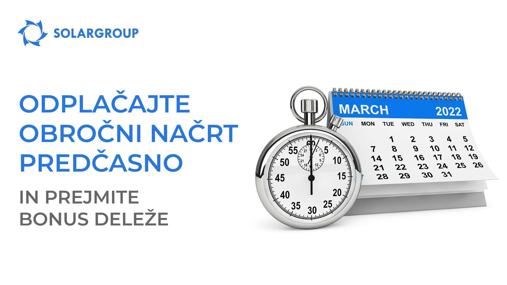 Odplačajte obročni načrt predčasno in prejmite bonus deleže