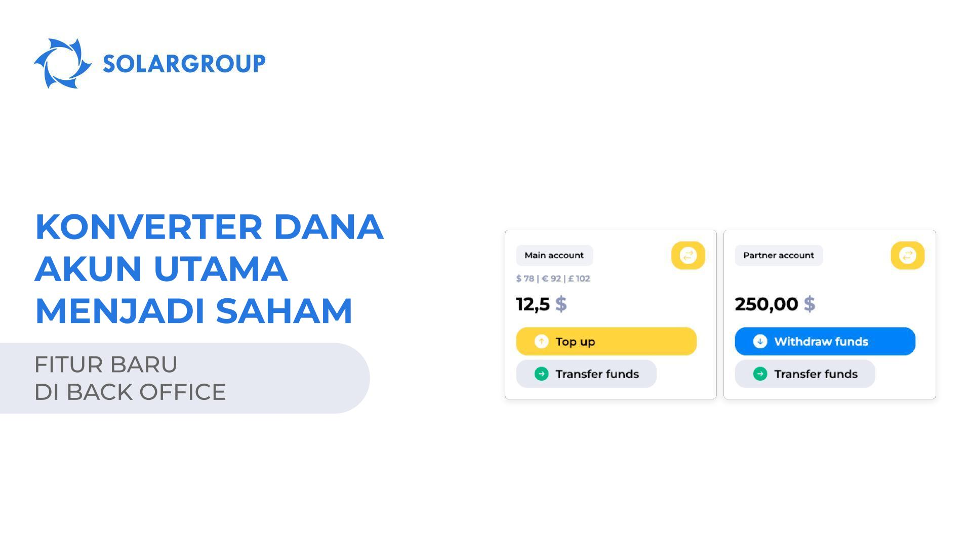 Fitur baru di back office: konverter dana akun utama menjadi saham
