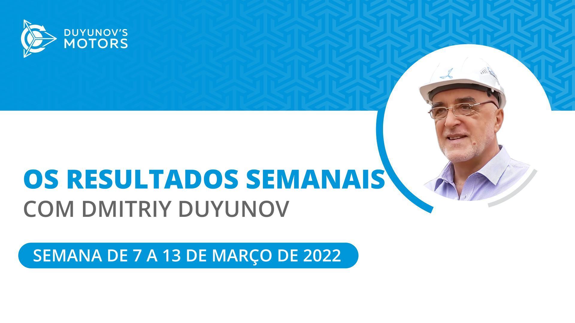Os resultados semanais no projeto "Duyunov's motors"