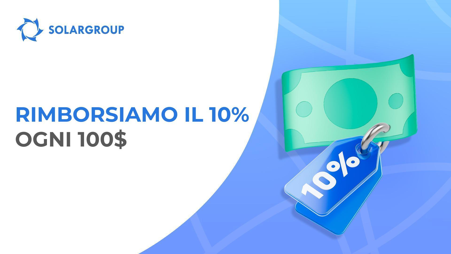 Cashback del 10%: acquisisci nuovi pacchetti e ricevi un rimborso per ogni pagamento