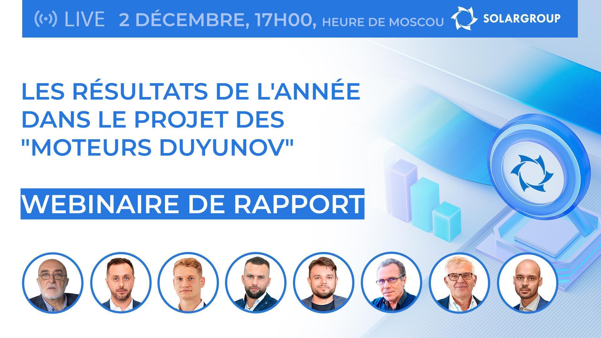 Demain, connectez-vous au grand webinaire de rapport SOLARGROUP