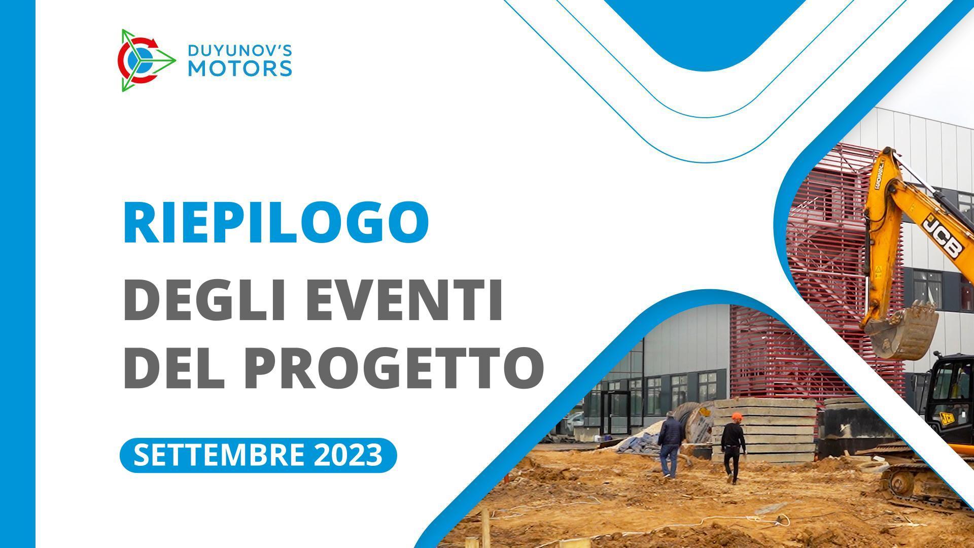 Eventi chiave del progetto a settembre