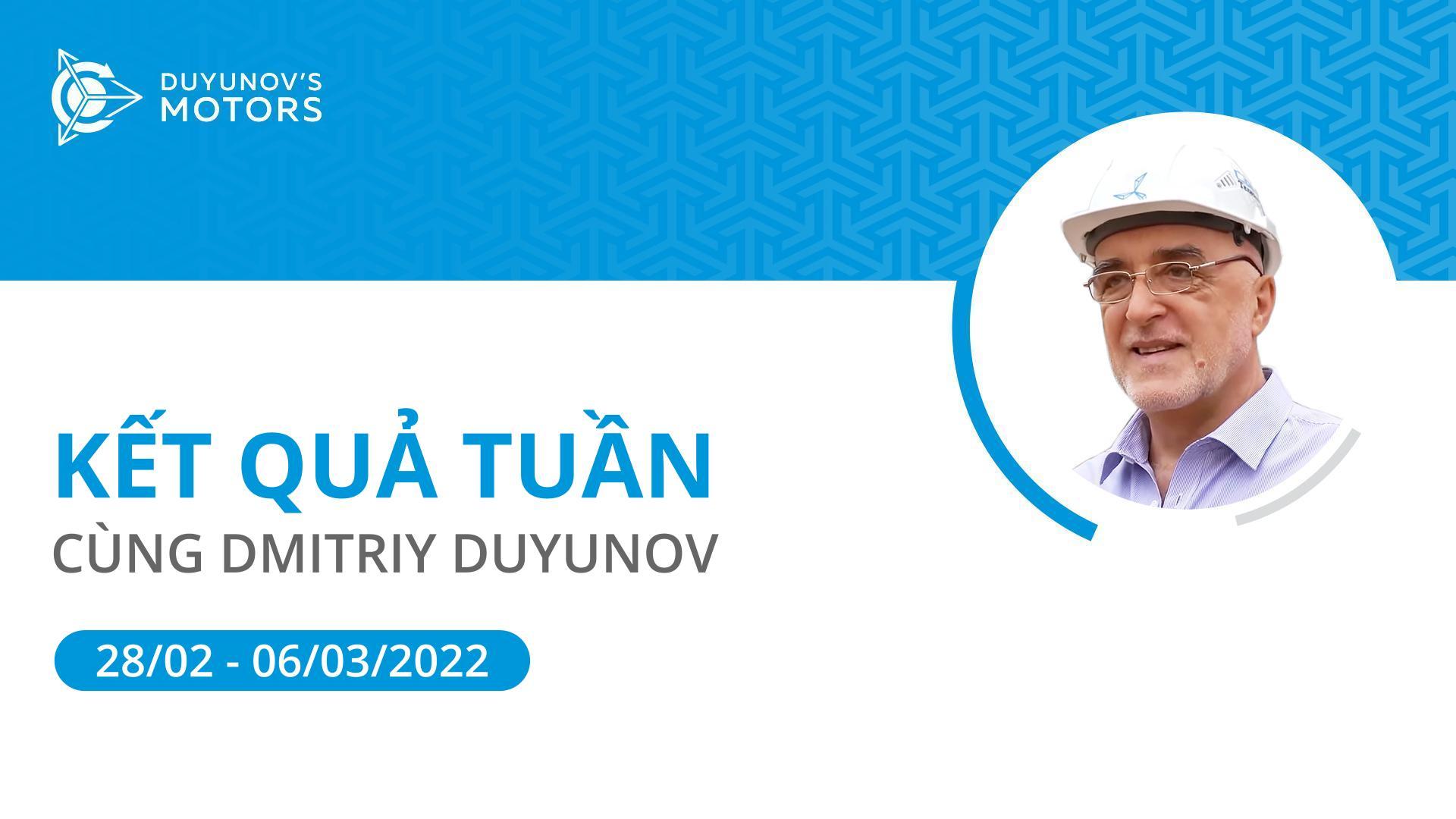 Kết quả trong tuần của dự án "Động cơ của Duyunov"