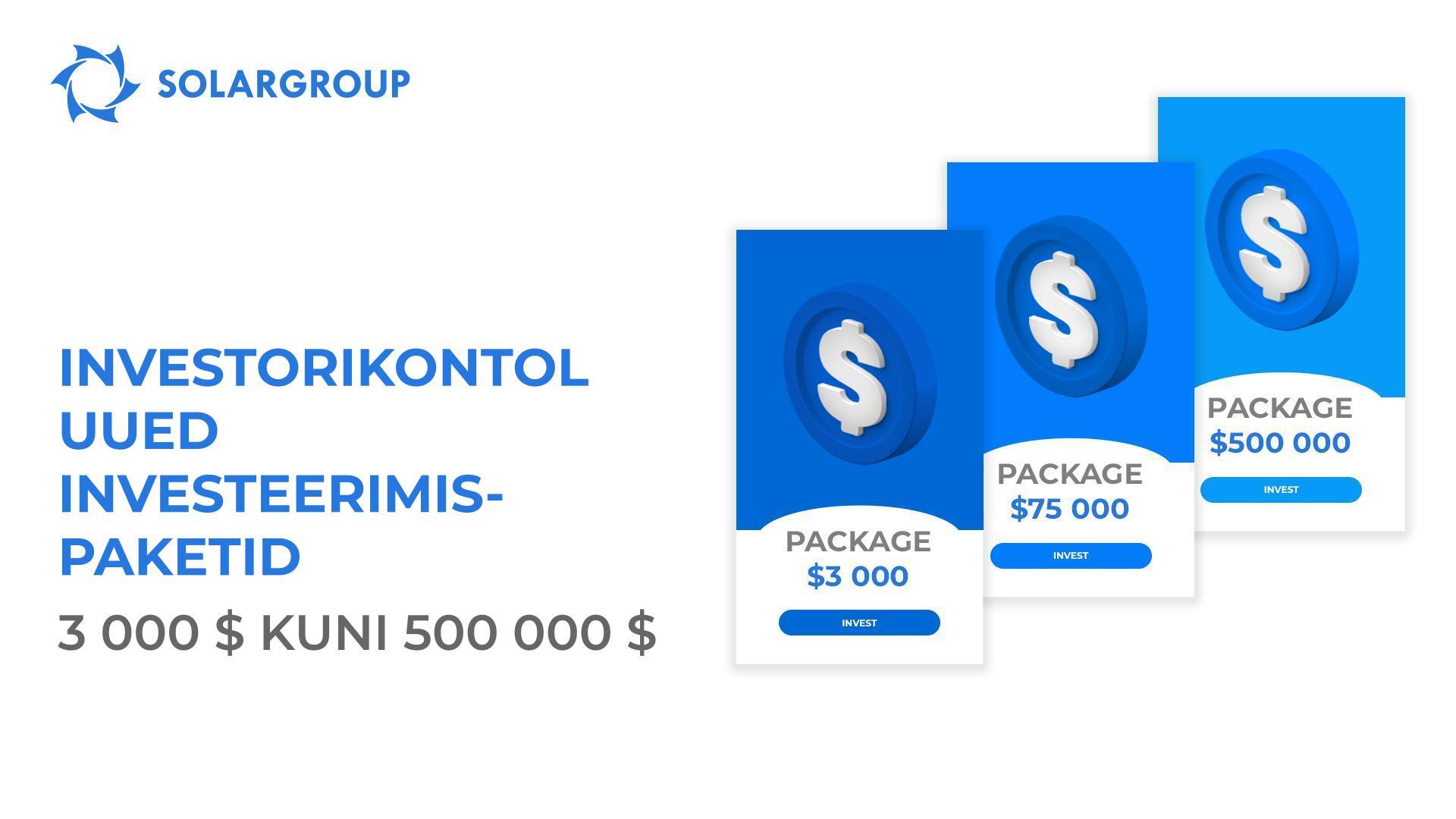 Investorikontol on uue väärtusega investeerimispaketid