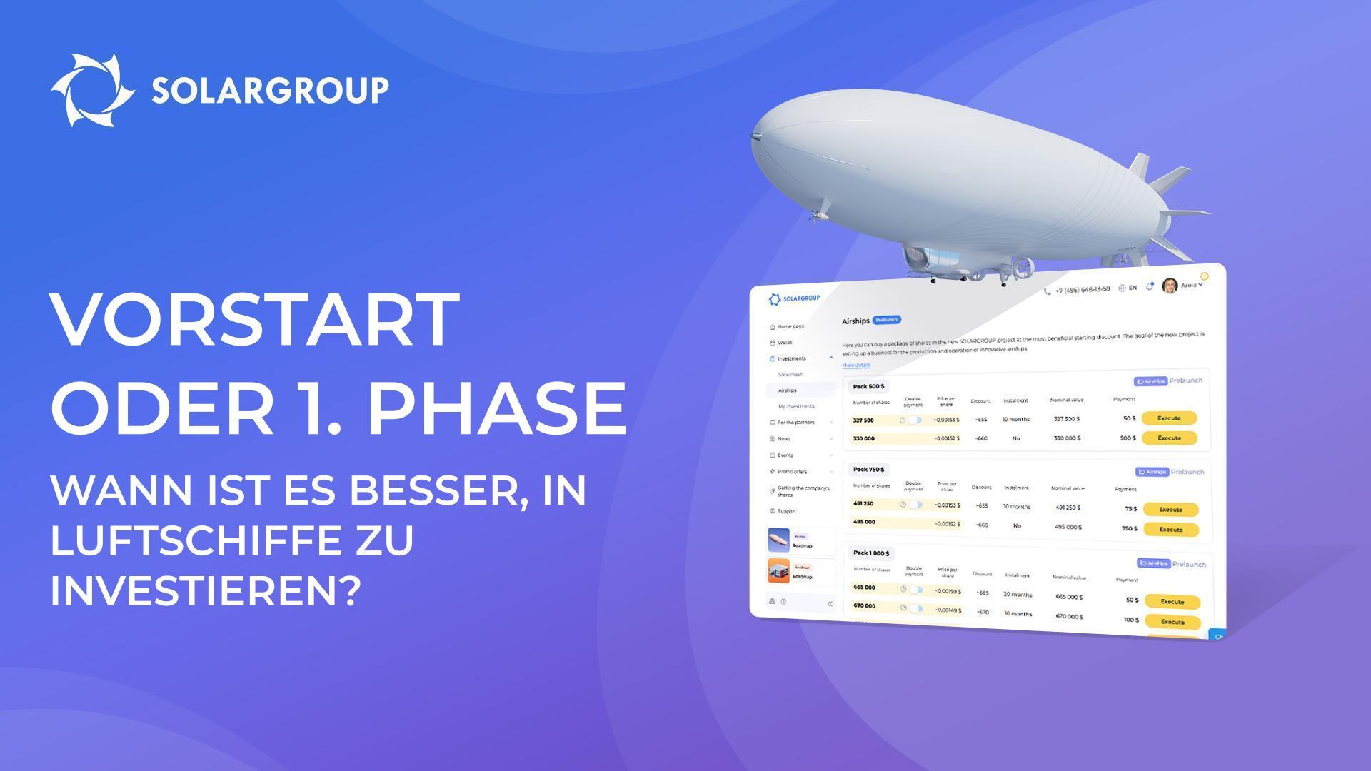 Wann ist es besser, ins Projekt zu investieren: in der Vorstart- oder in der ersten Phase?