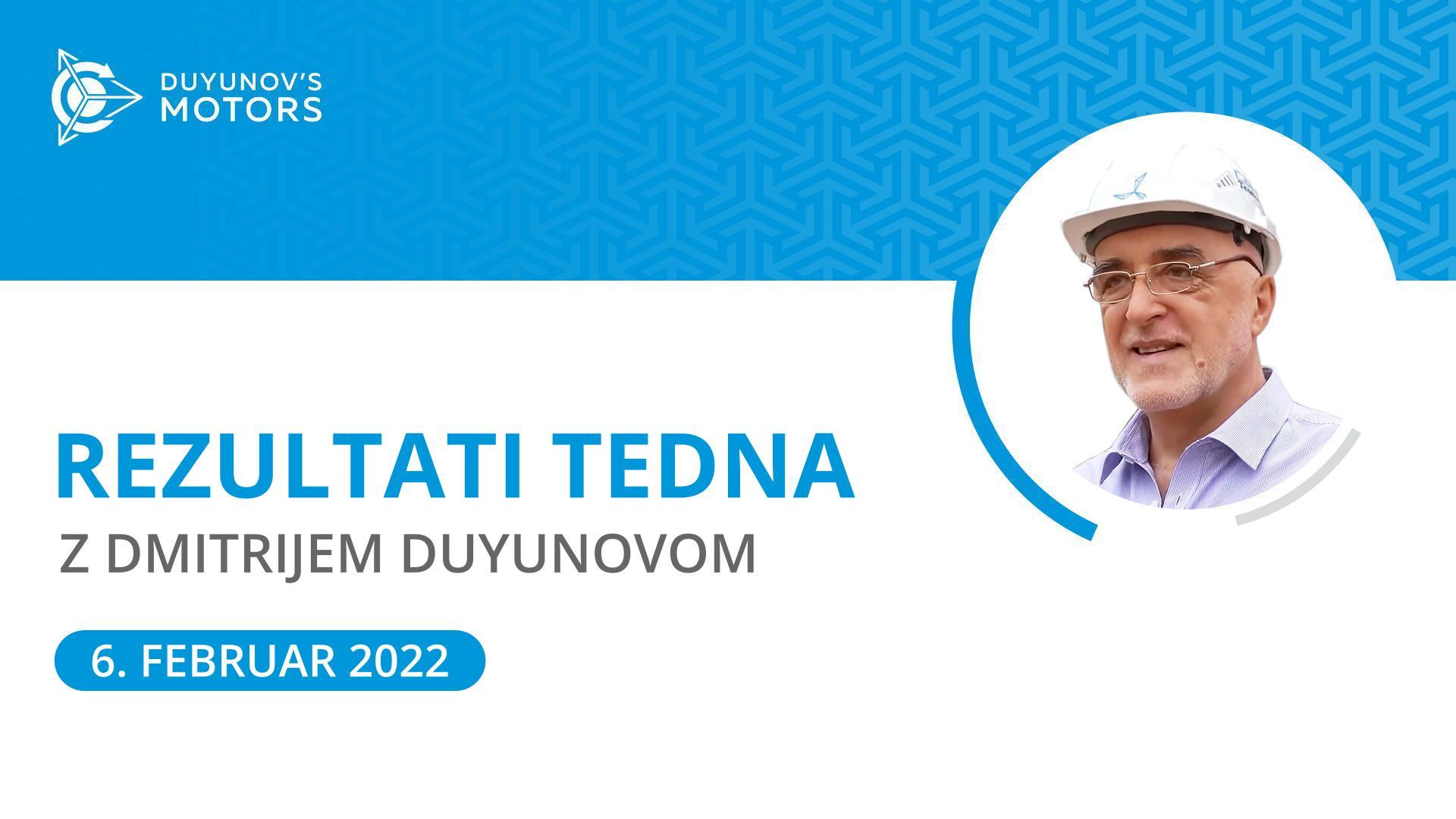 Rezultati tedna v projektu "Duyunovi motorji"