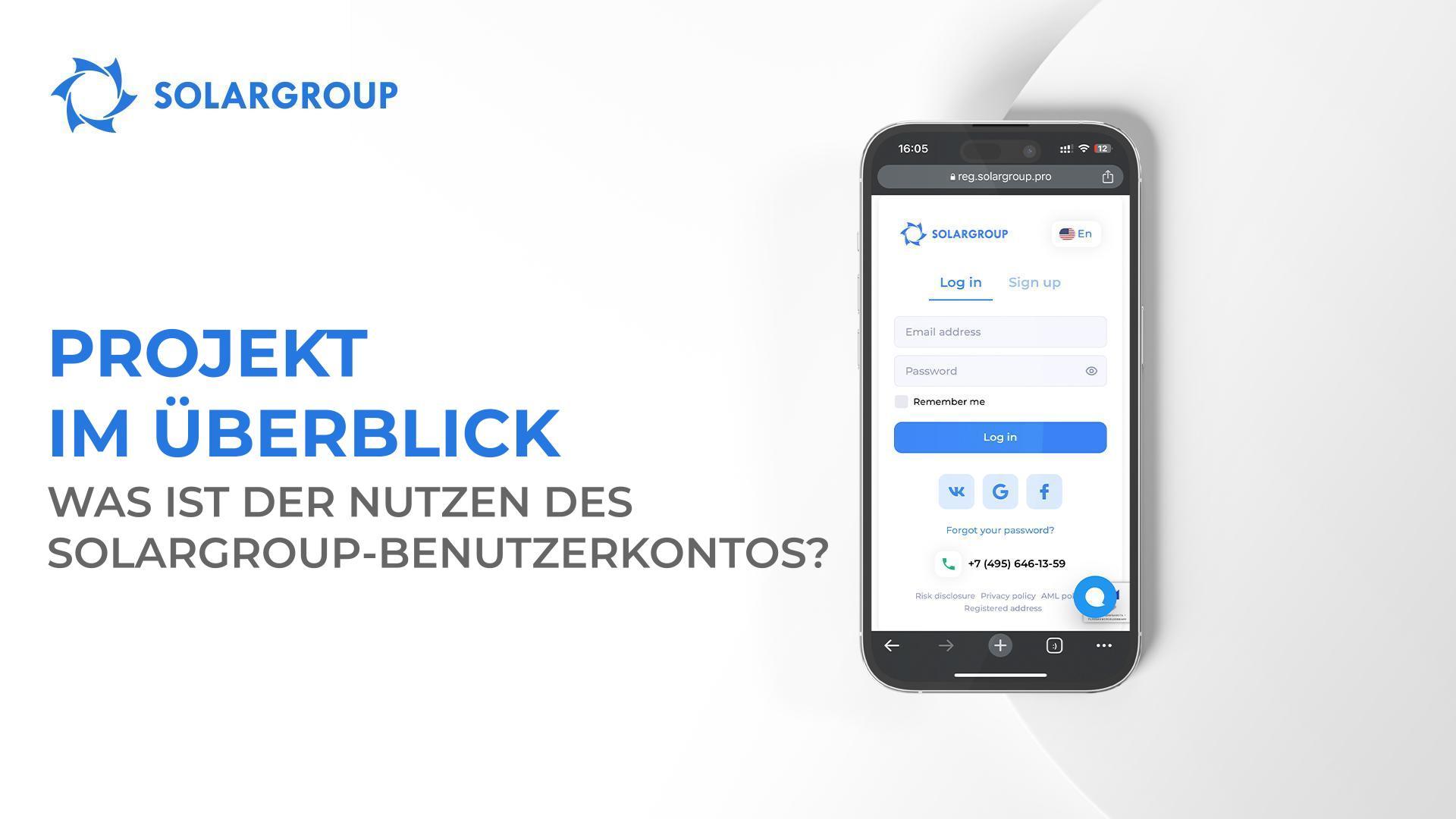 Projekt im Überblick: Was ist der Nutzen des SOLARGROUP-Benutzerkontos?