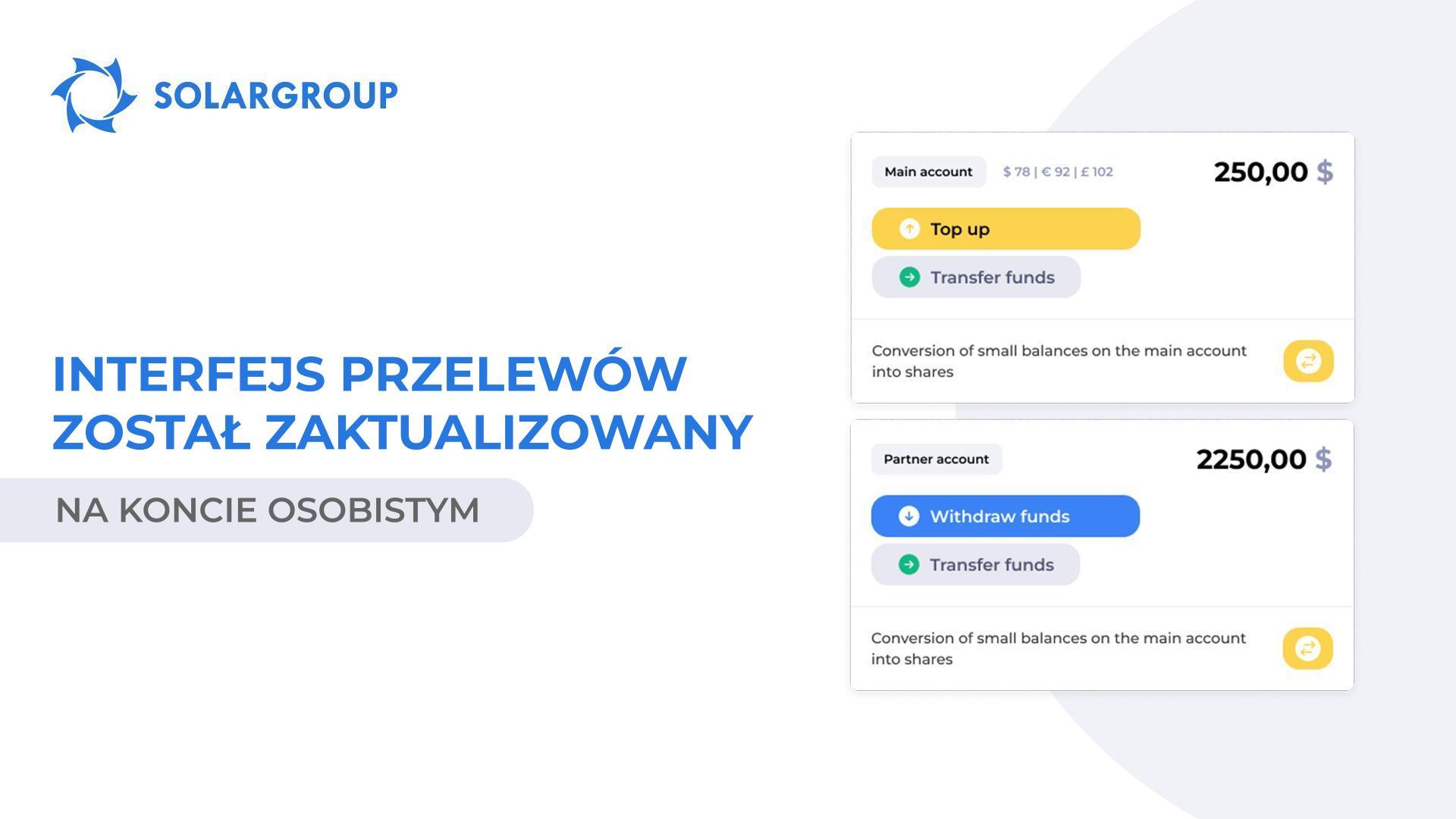 Interfejs użytkownika do przelewów środków na koncie osobistym został zaktualizowany